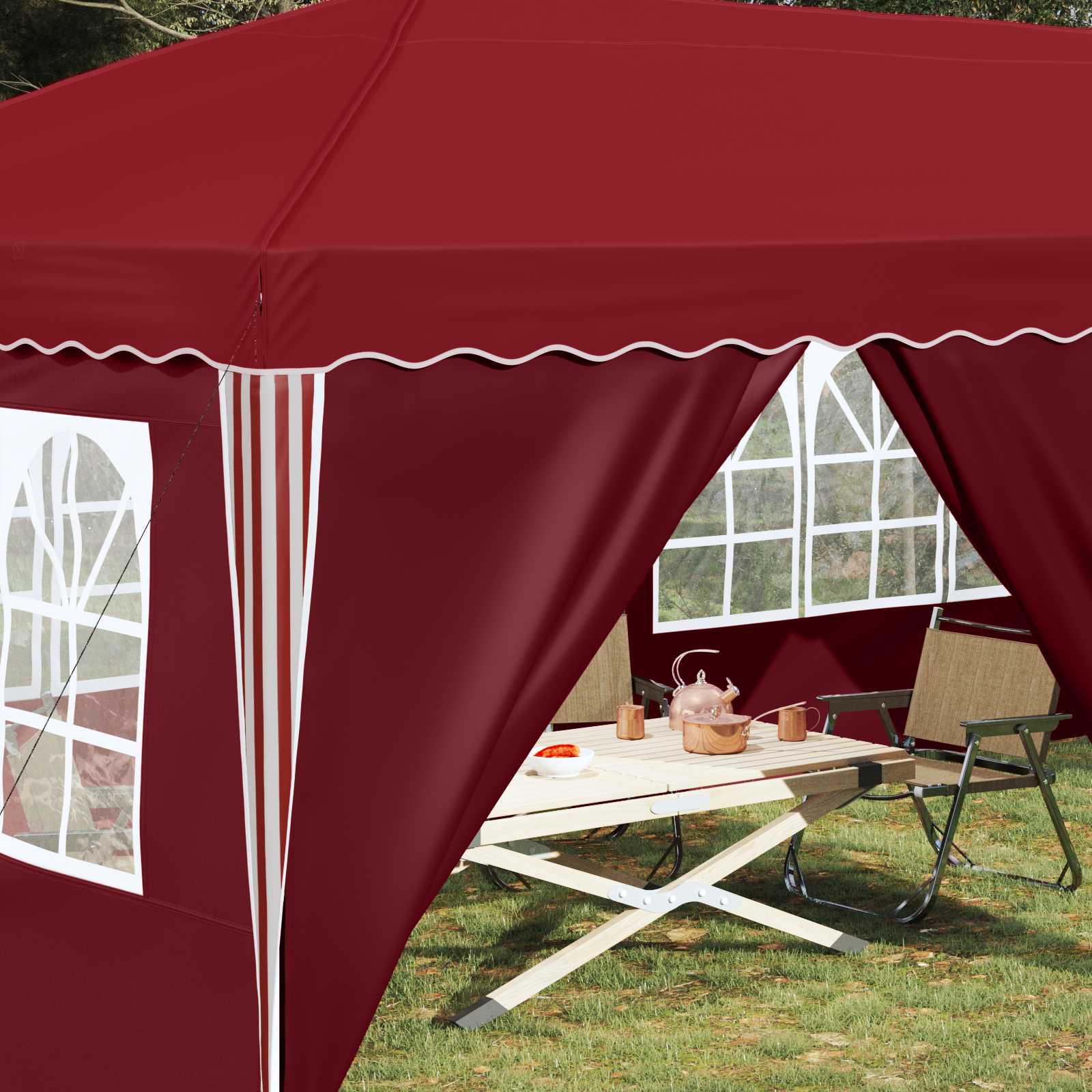 Pop-up Feesttent 575 x 288 x 245 cm Bordeauxrood image 3