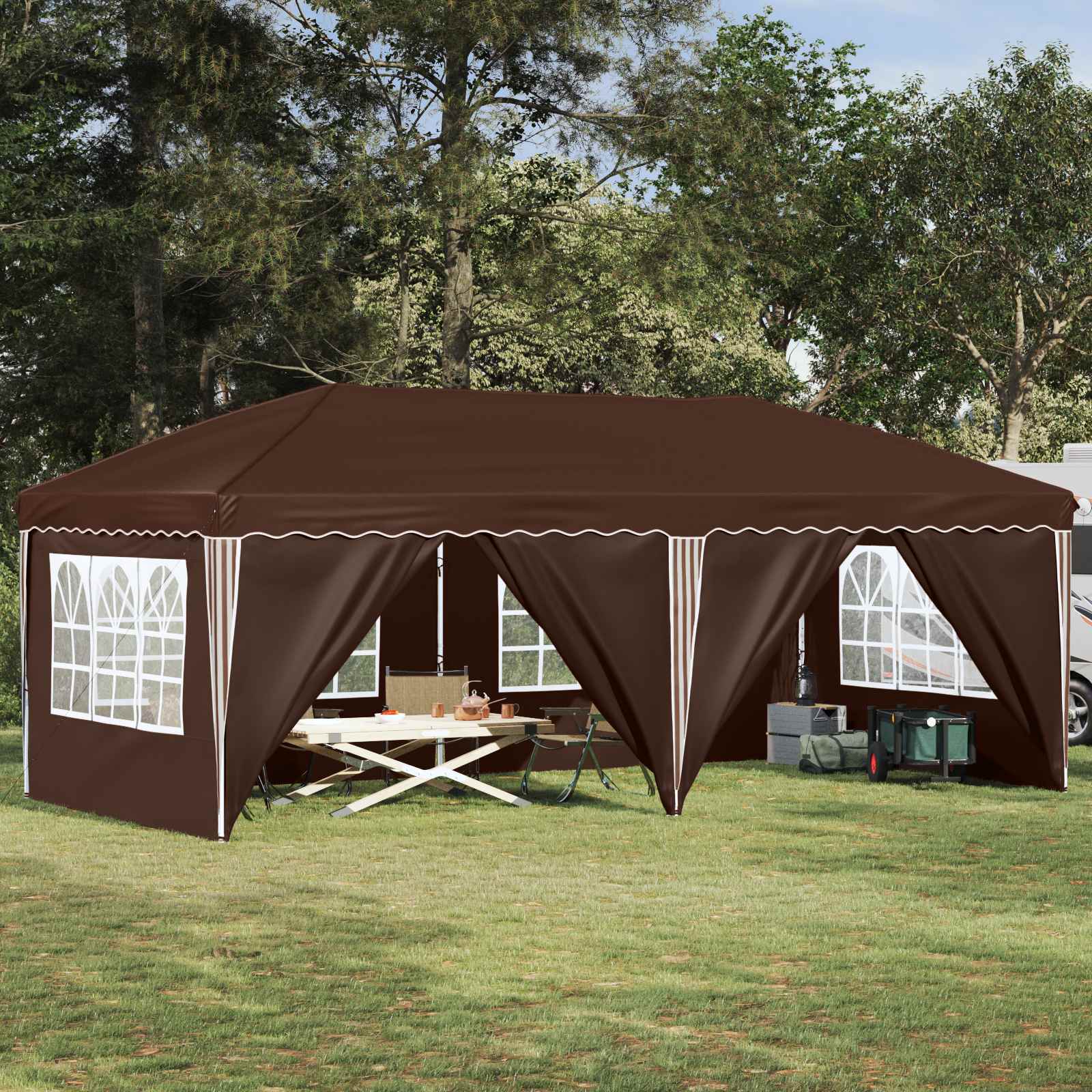Pop-up Feesttent 575 x 288 x 245 cm Bruin image 1