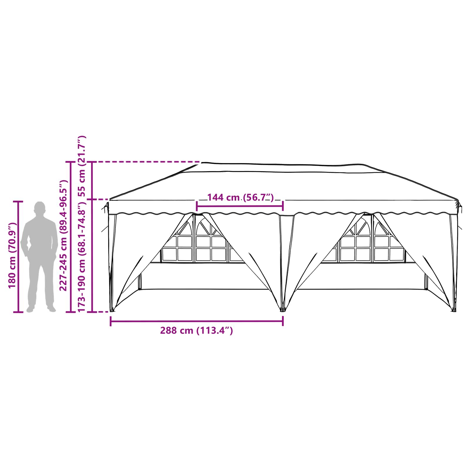 Pop-up Feesttent 575 x 288 x 245 cm Terracotta image 18