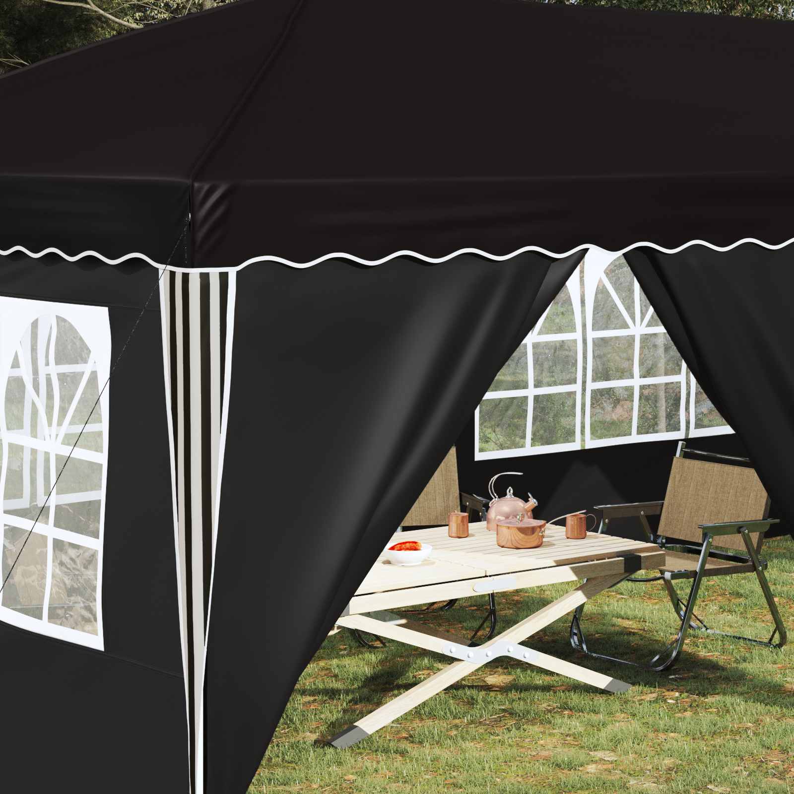 Pop-up Feesttent 575 x 288 x 245 cm Zwart image 3