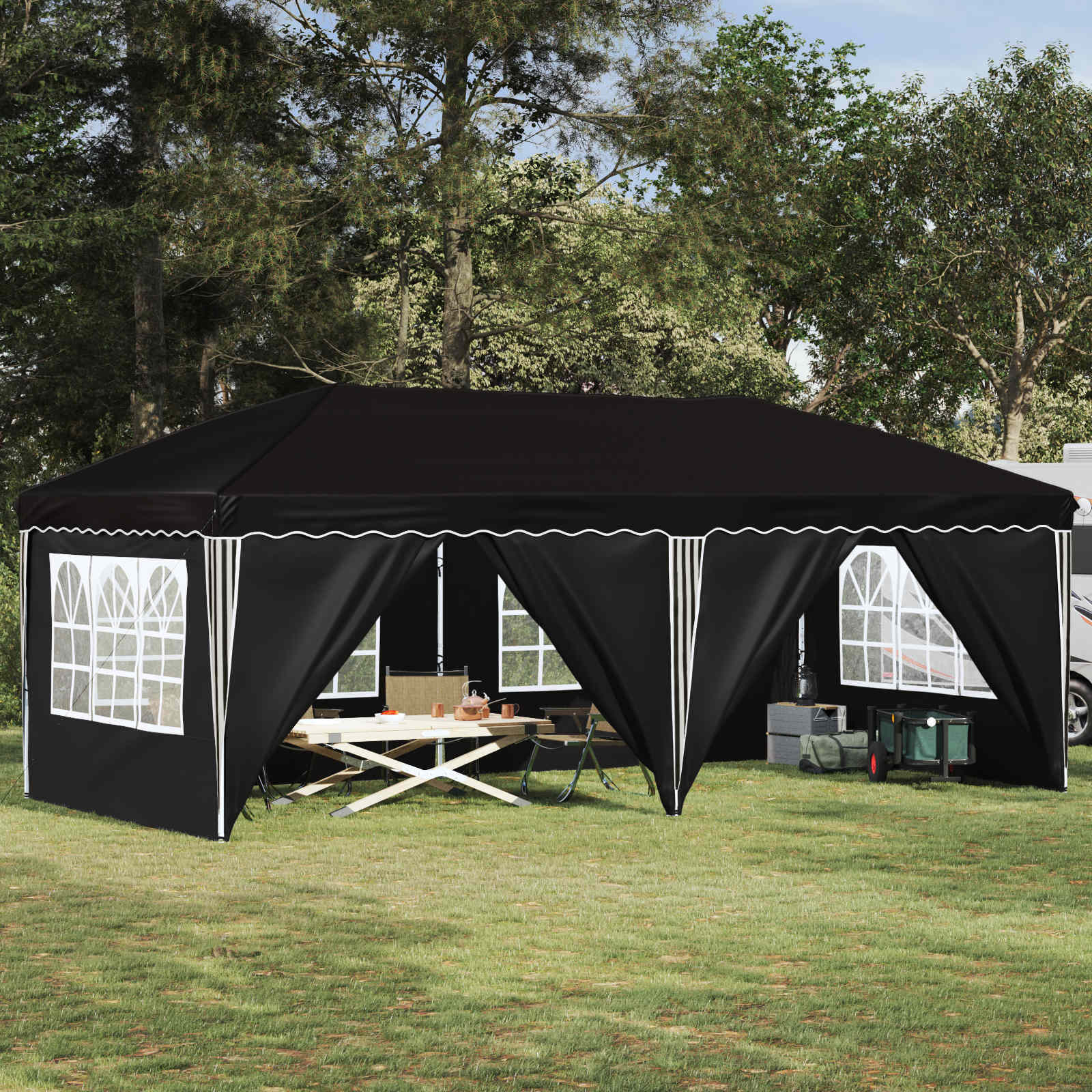 Pop-up Feesttent 575 x 288 x 245 cm Zwart image 1