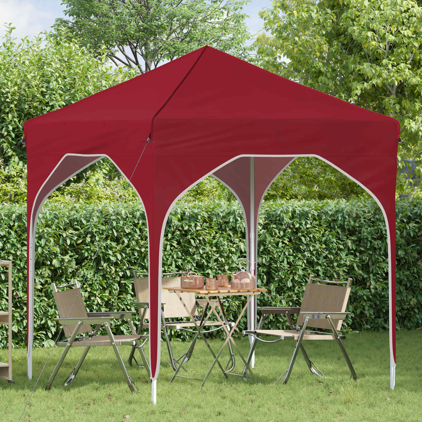 Pop-up Feesttent 194 x 194 x 245 cm Bordeauxrood image 3
