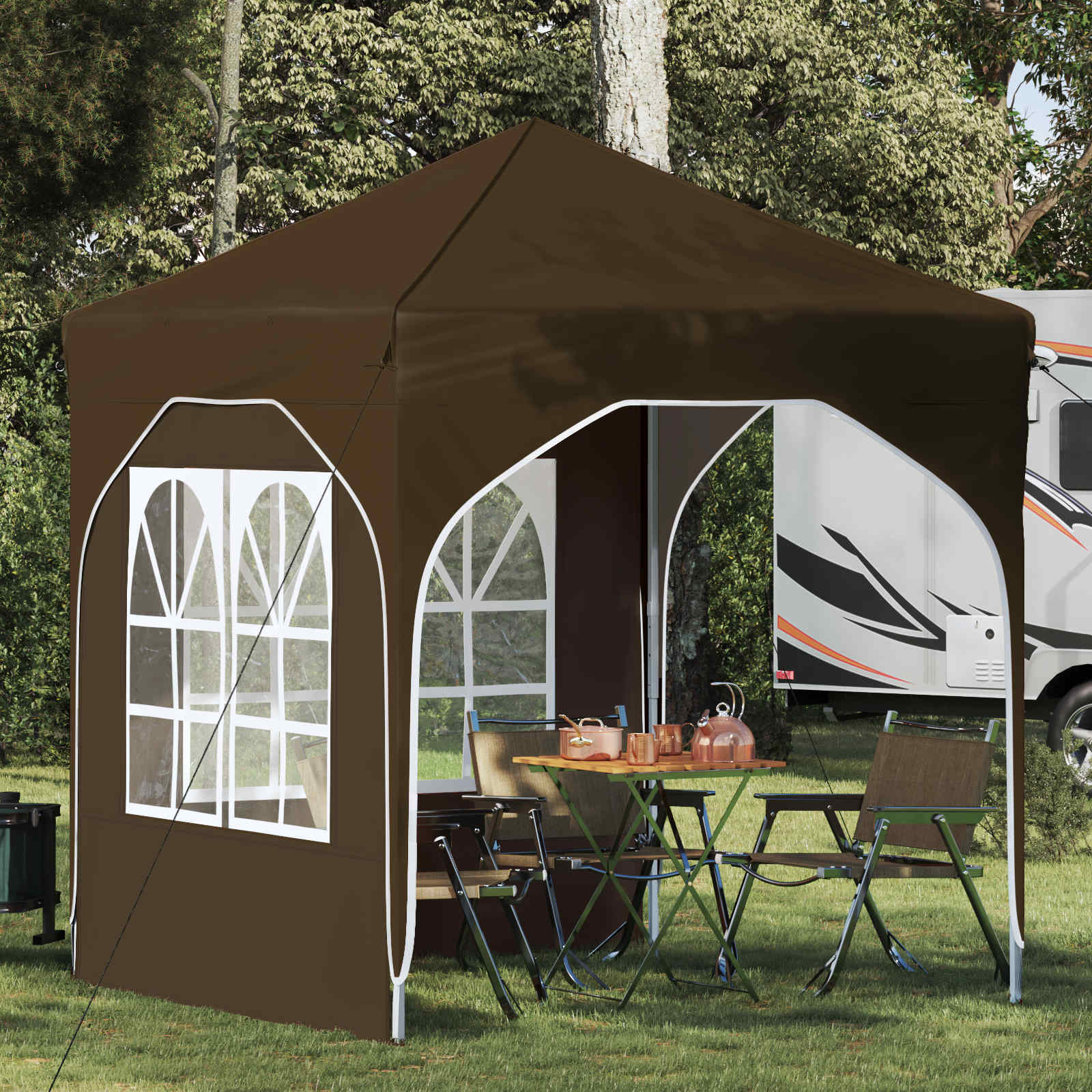 Pop-up Feesttent 192 x 192 x 245 cm Taupe image 1