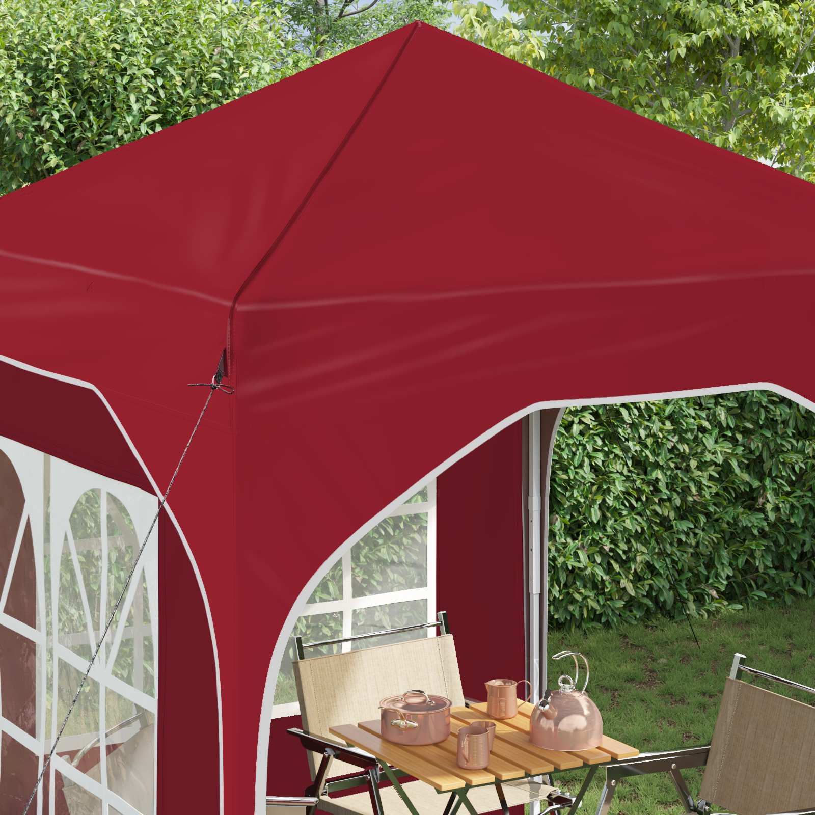 Pop-up Feesttent 192 x 192 x 245 cm Bordeauxrood image 4