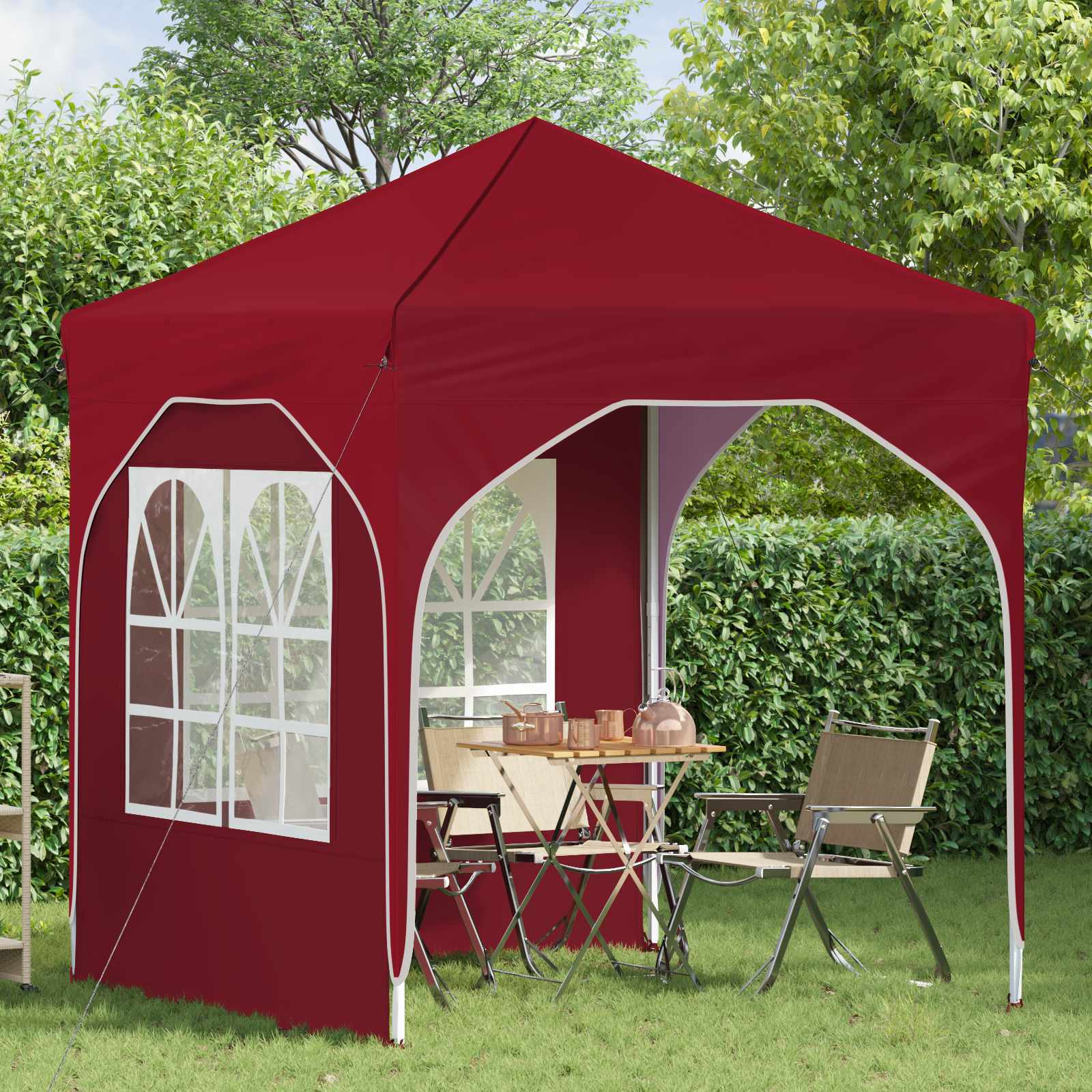 Pop-up Feesttent 192 x 192 x 245 cm Bordeauxrood image 3