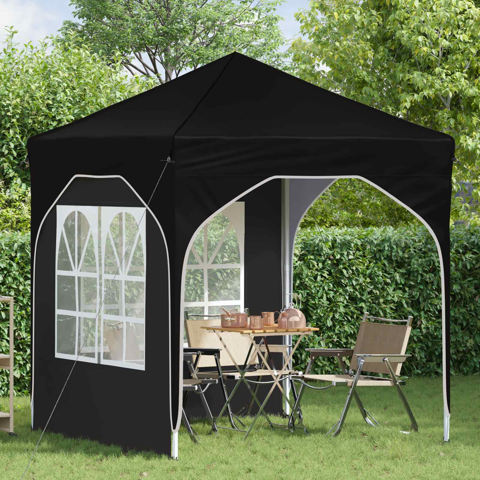 Pop-up Feesttent 192 x 192 x 245 cm Zwart image 3