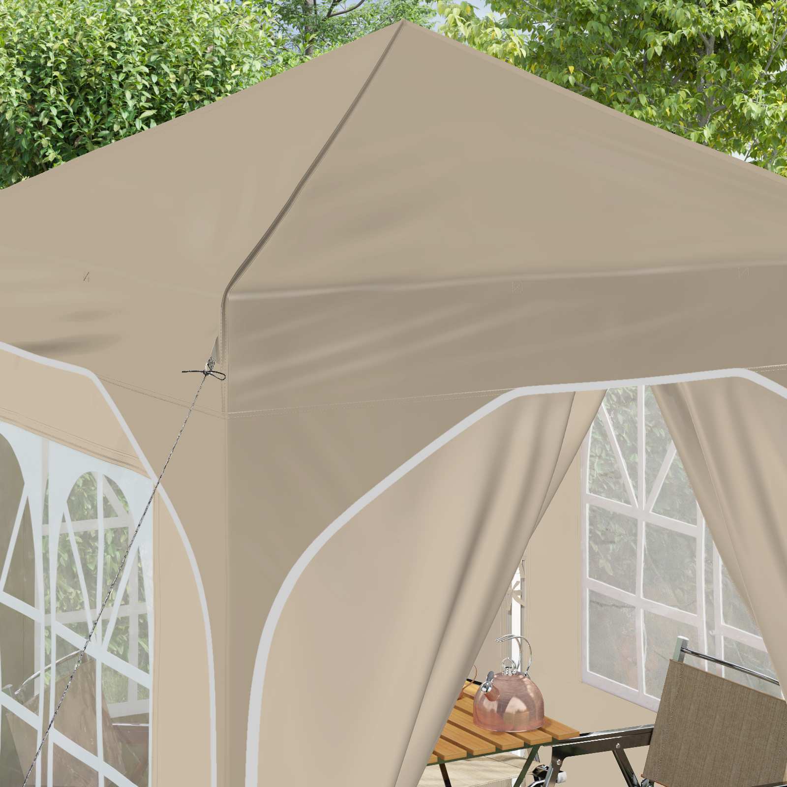 Pop-up Feesttent 192 x 192 x 245 cm Crèmekleurig image 4