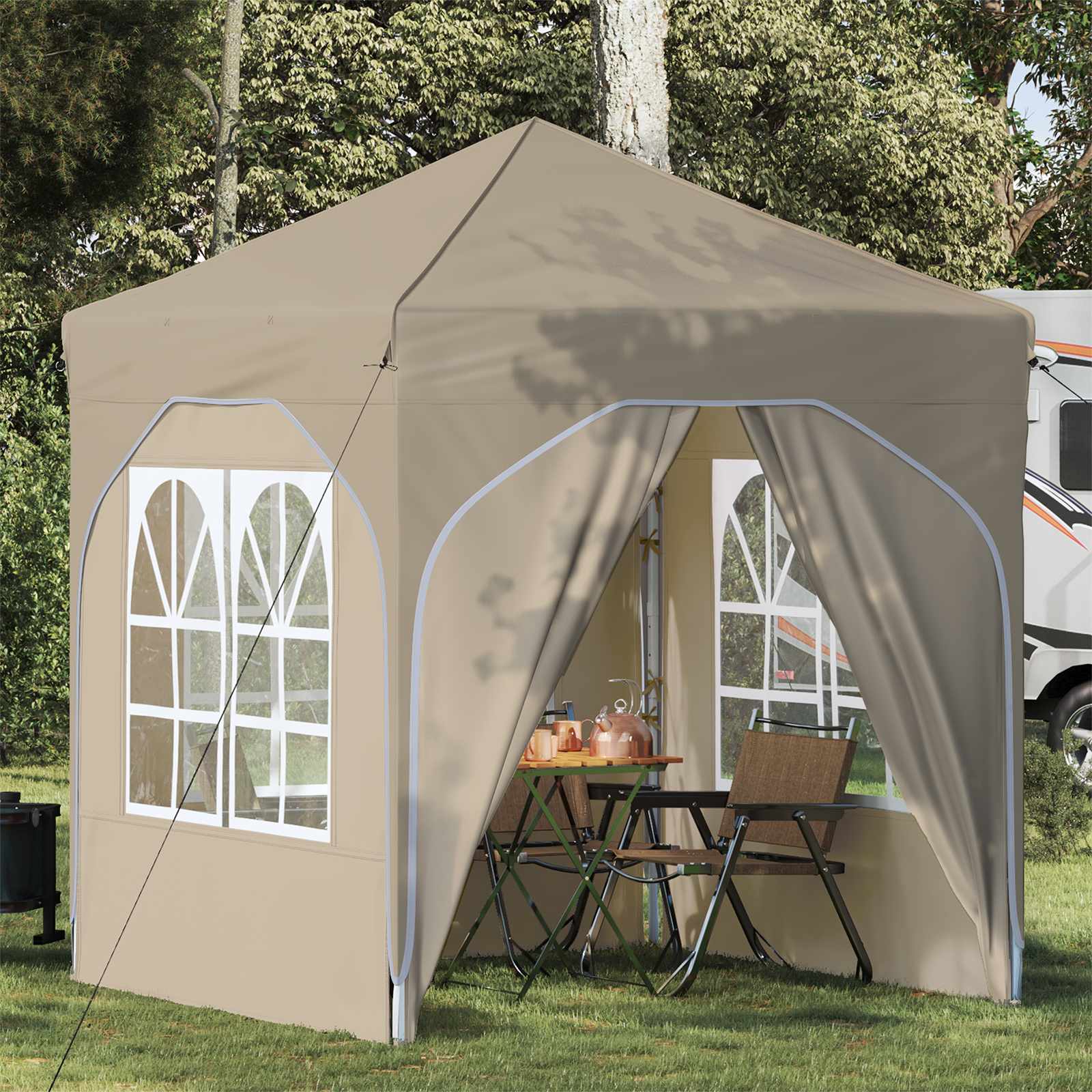 vidaXL Cort de Petrecere Pop-up 192 x 192 x 245 cm Crem