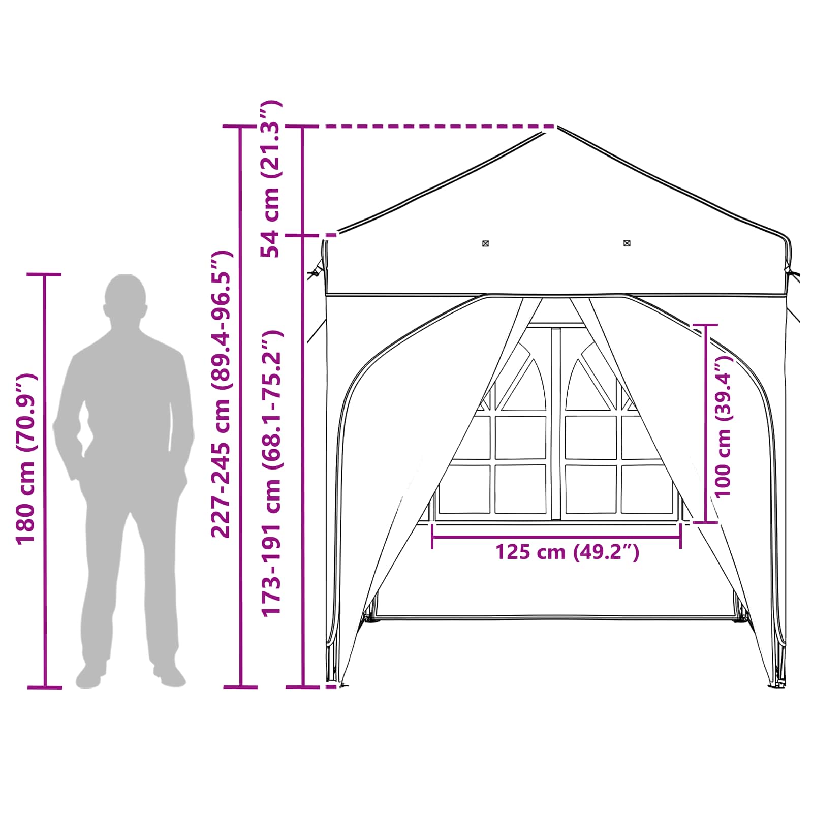 Pop-up Feesttent 192 x 192 x 245 cm Crèmekleurig image 19