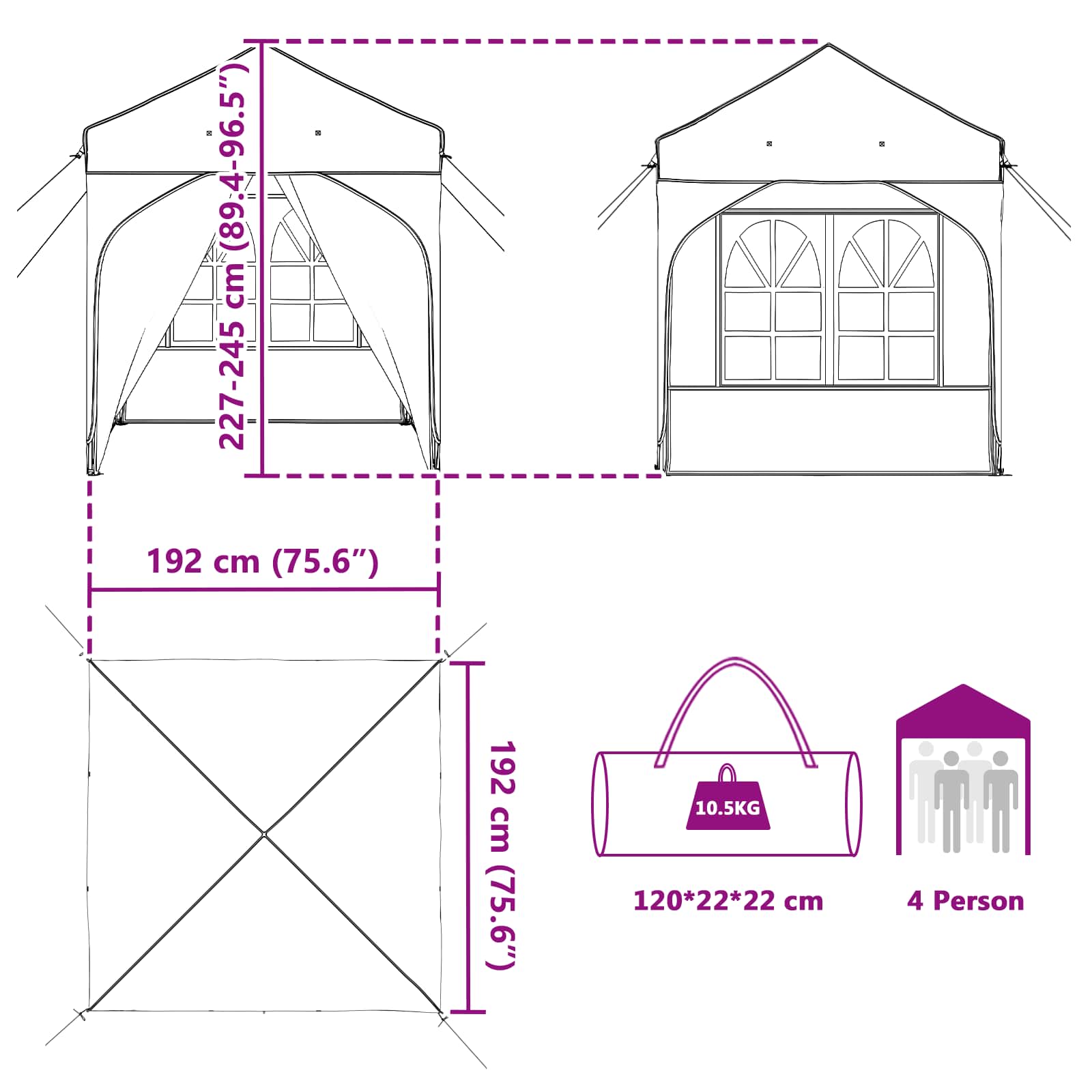 Pop-up Feesttent 192 x 192 x 245 cm Blauw image 18