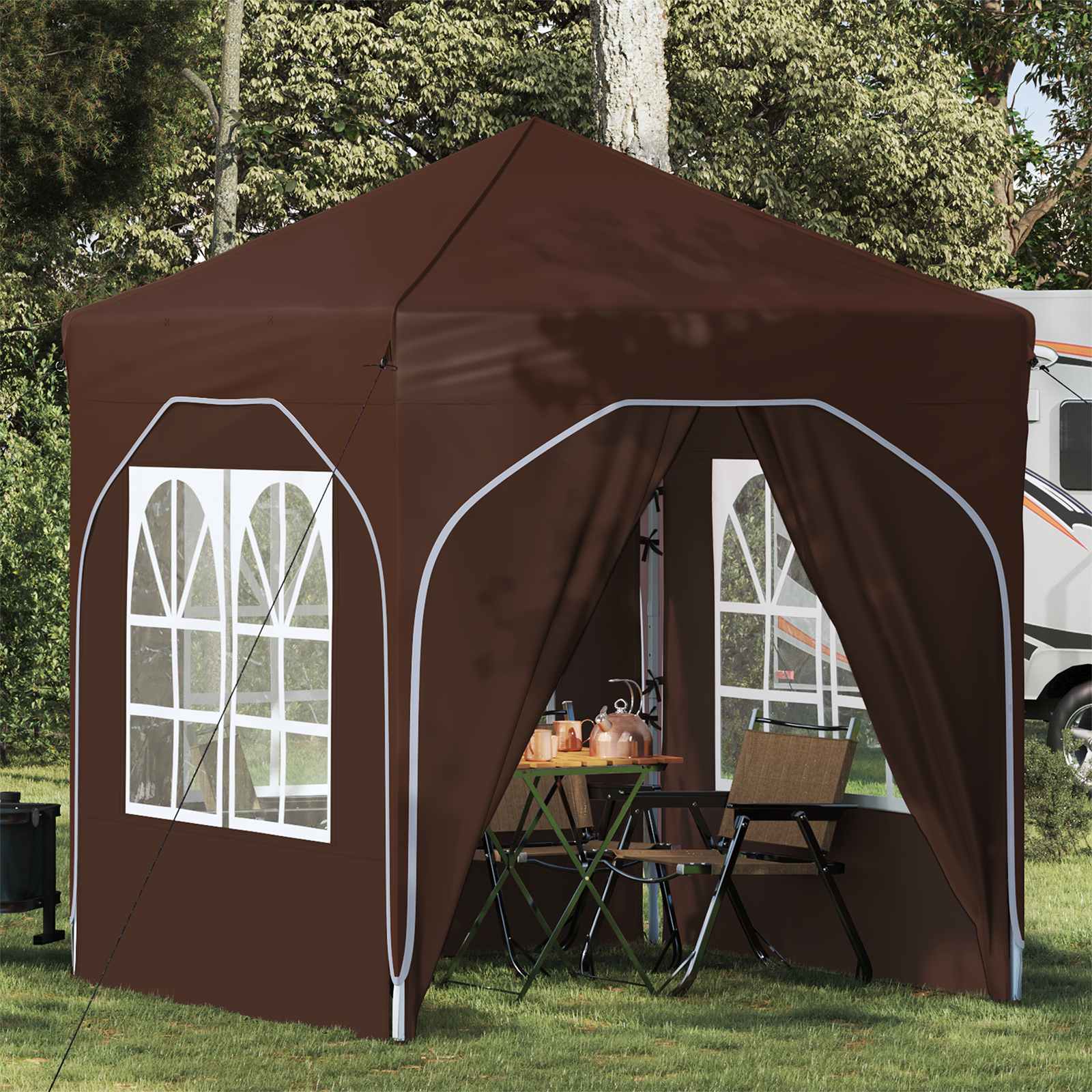 vidaXL Cort de Petrecere Pop-up 192 x 192 x 245 cm Maro