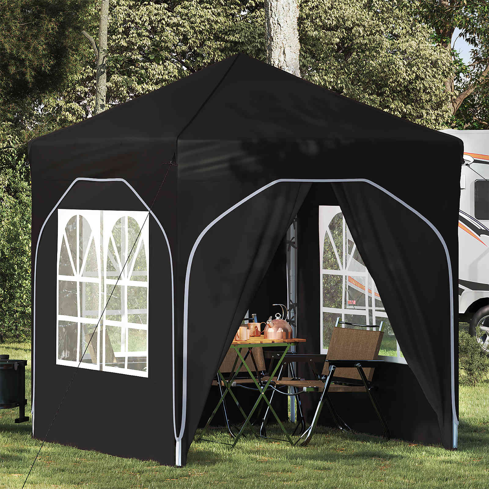vidaXL Cort de Petrecere Pop-up 192 x 192 x 245 cm Negru