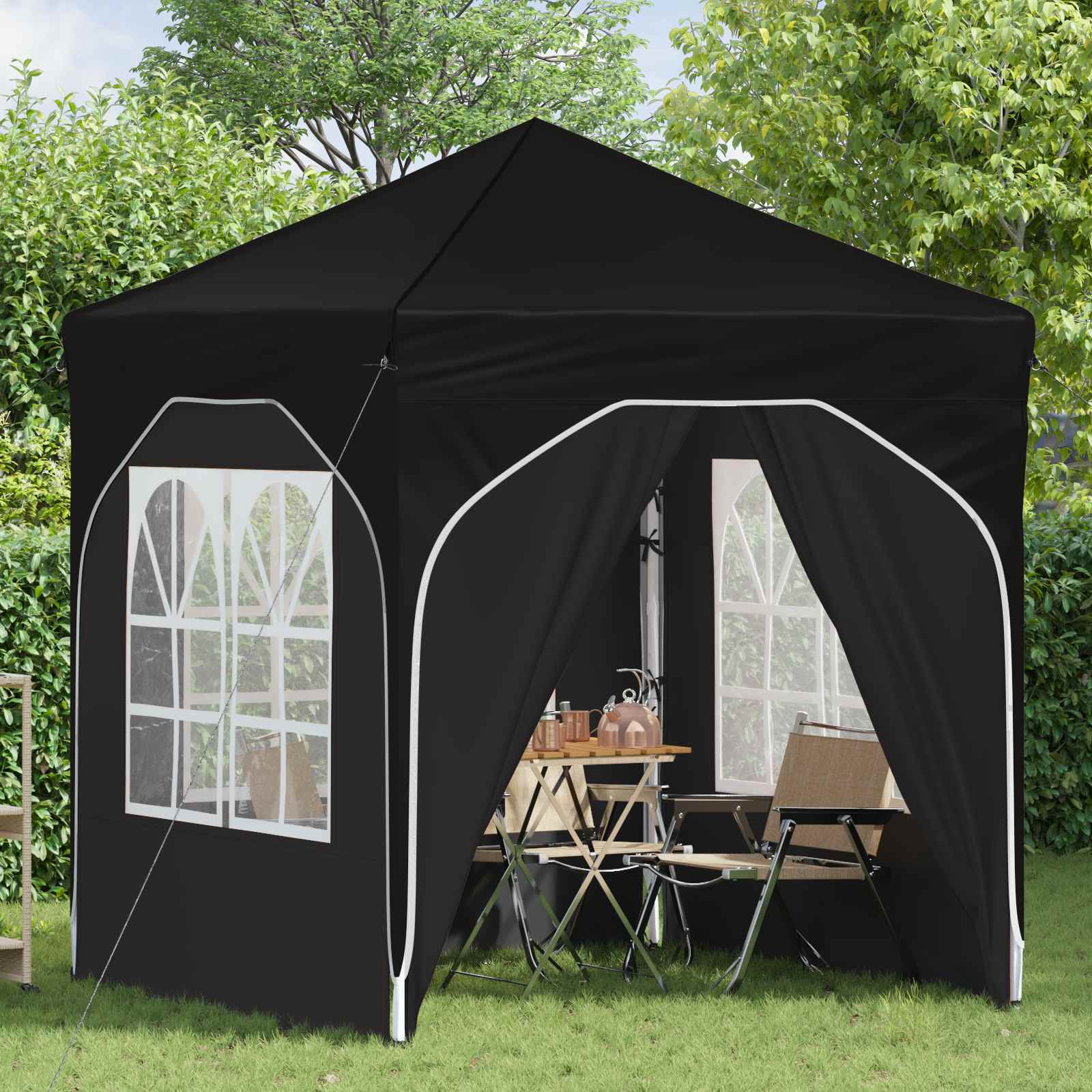 Pop-up Feesttent 192 x 192 x 245 cm Zwart image 3