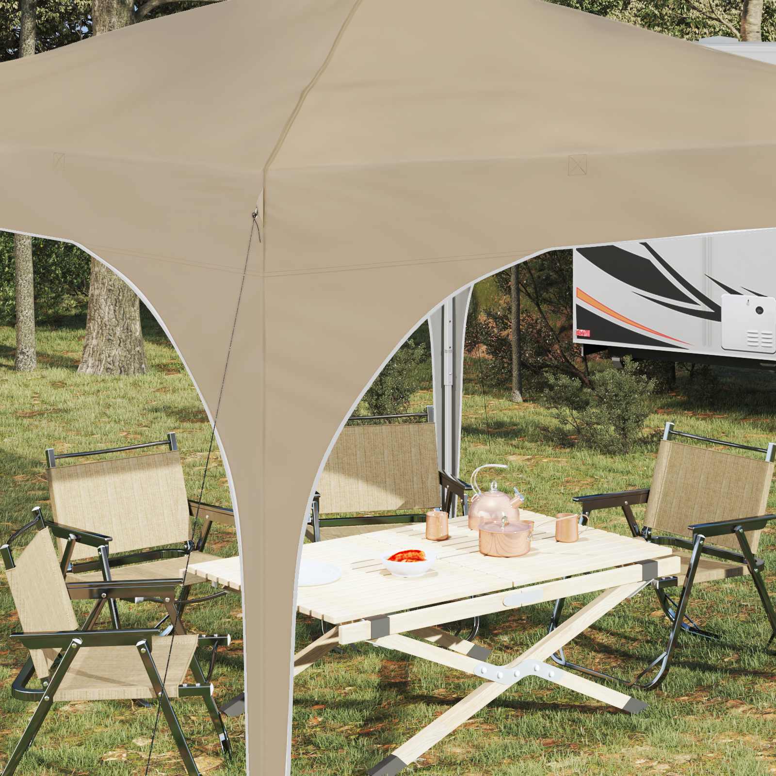 Pop-up Feesttent 290 x 290 x 245 cm Crèmekleurig image 4