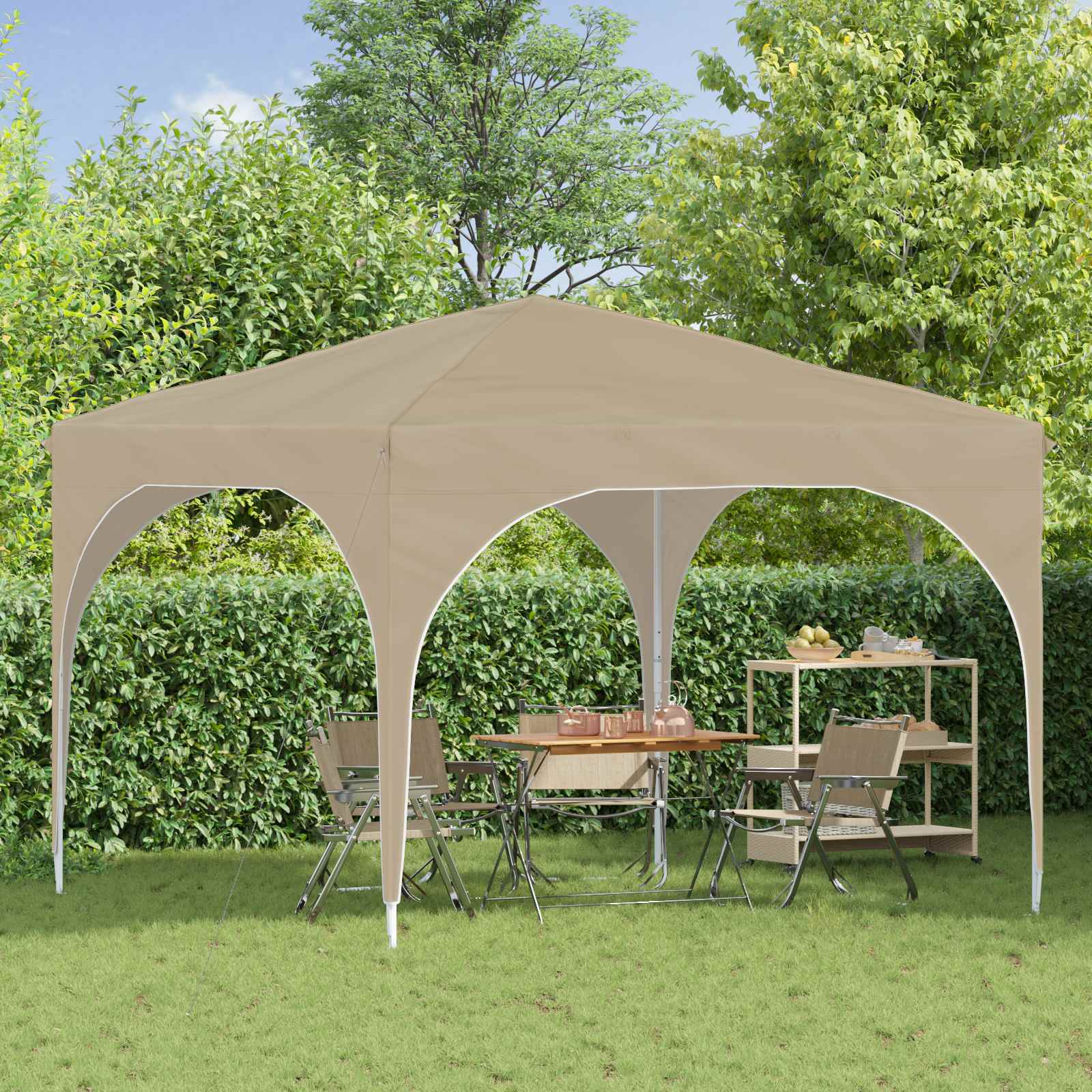 Pop-up Feesttent 290 x 290 x 245 cm Crèmekleurig image 3