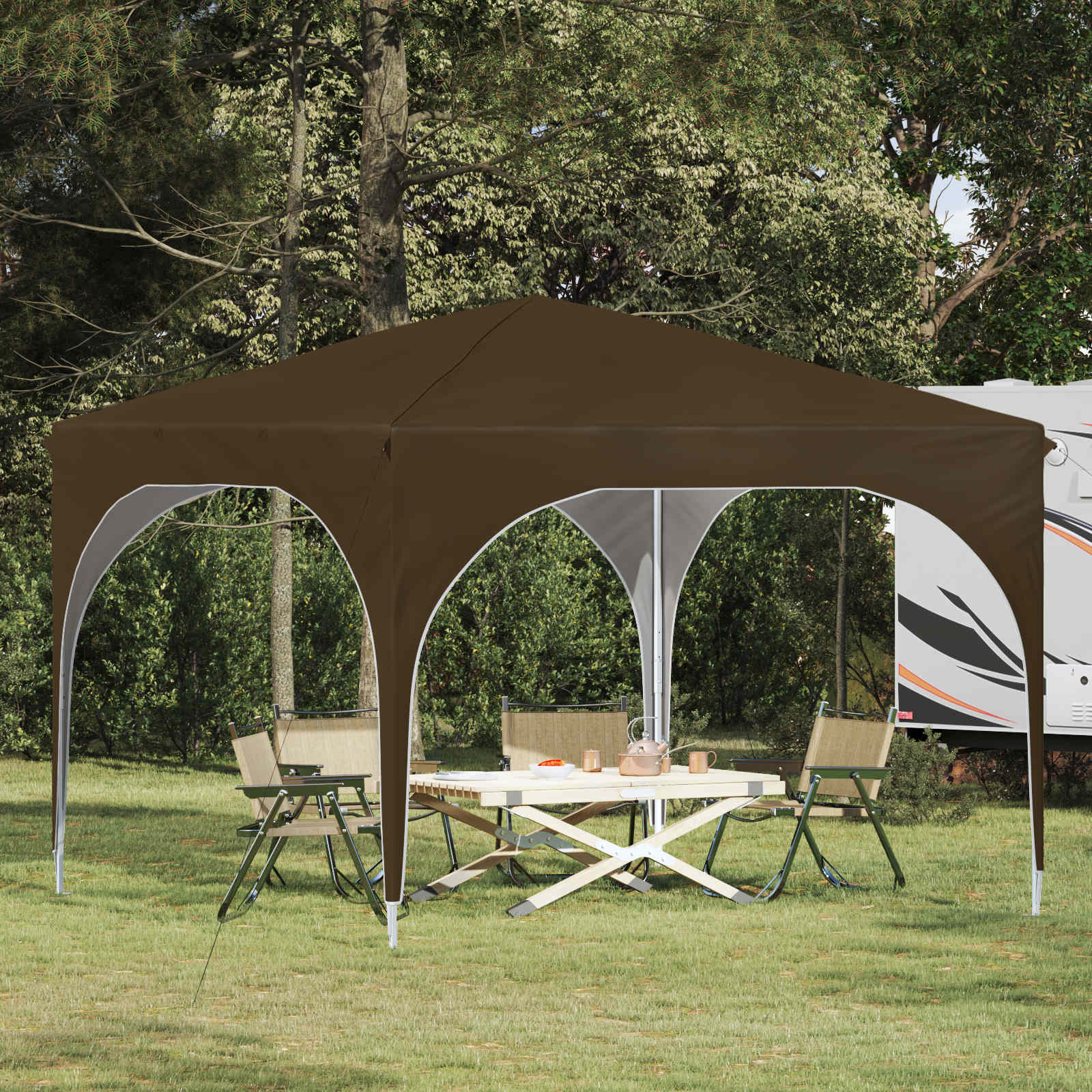 Pop-up Feesttent 290 x 290 x 245 cm Taupe image 1