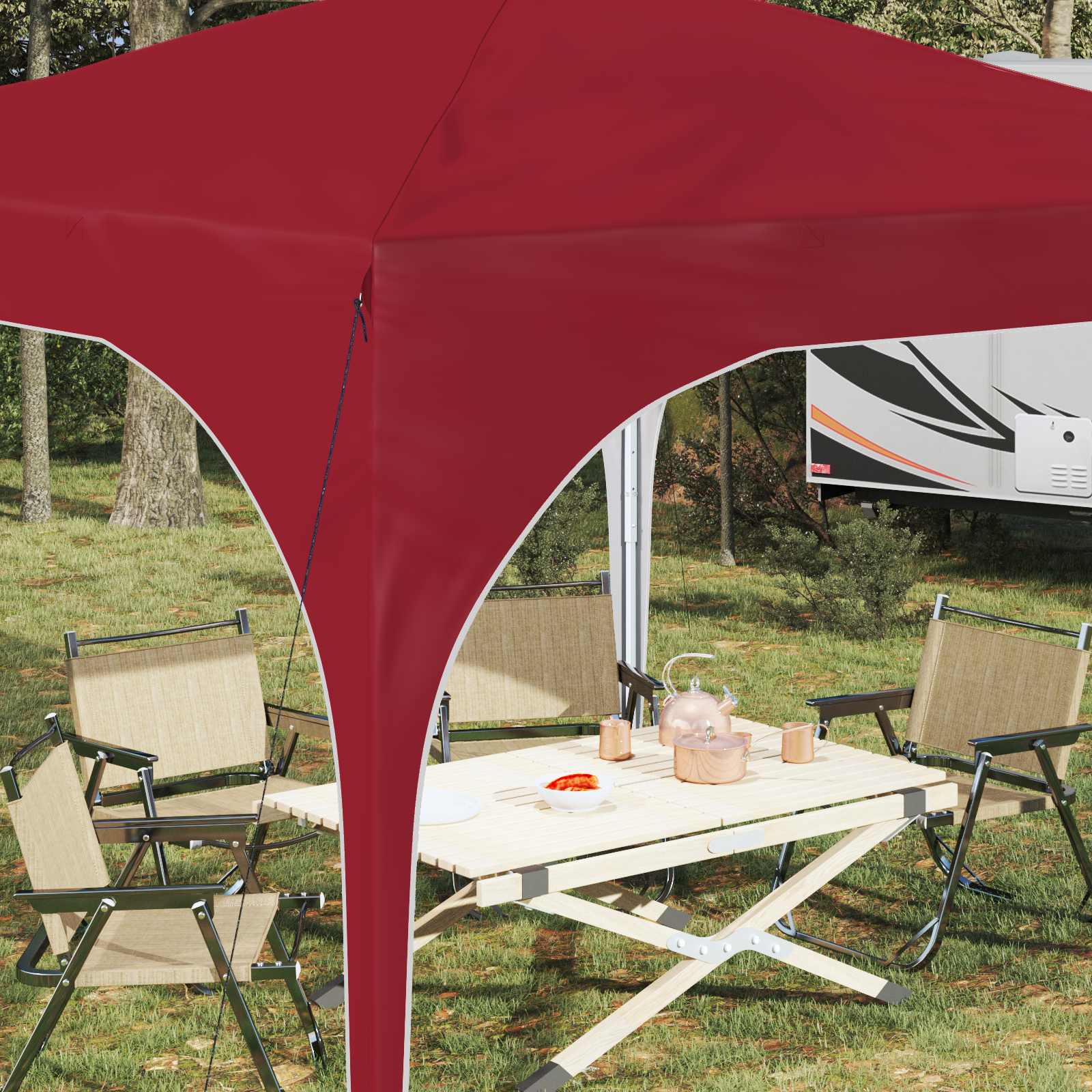 Pop-up Feesttent 290 x 290 x 245 cm Bordeauxrood image 4