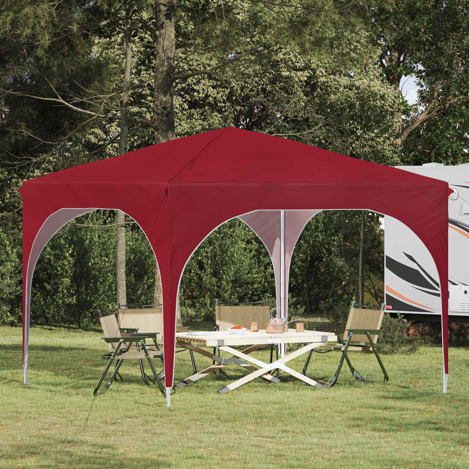 Pop-up Feesttent 290 x 290 x 245 cm Bordeauxrood image 1