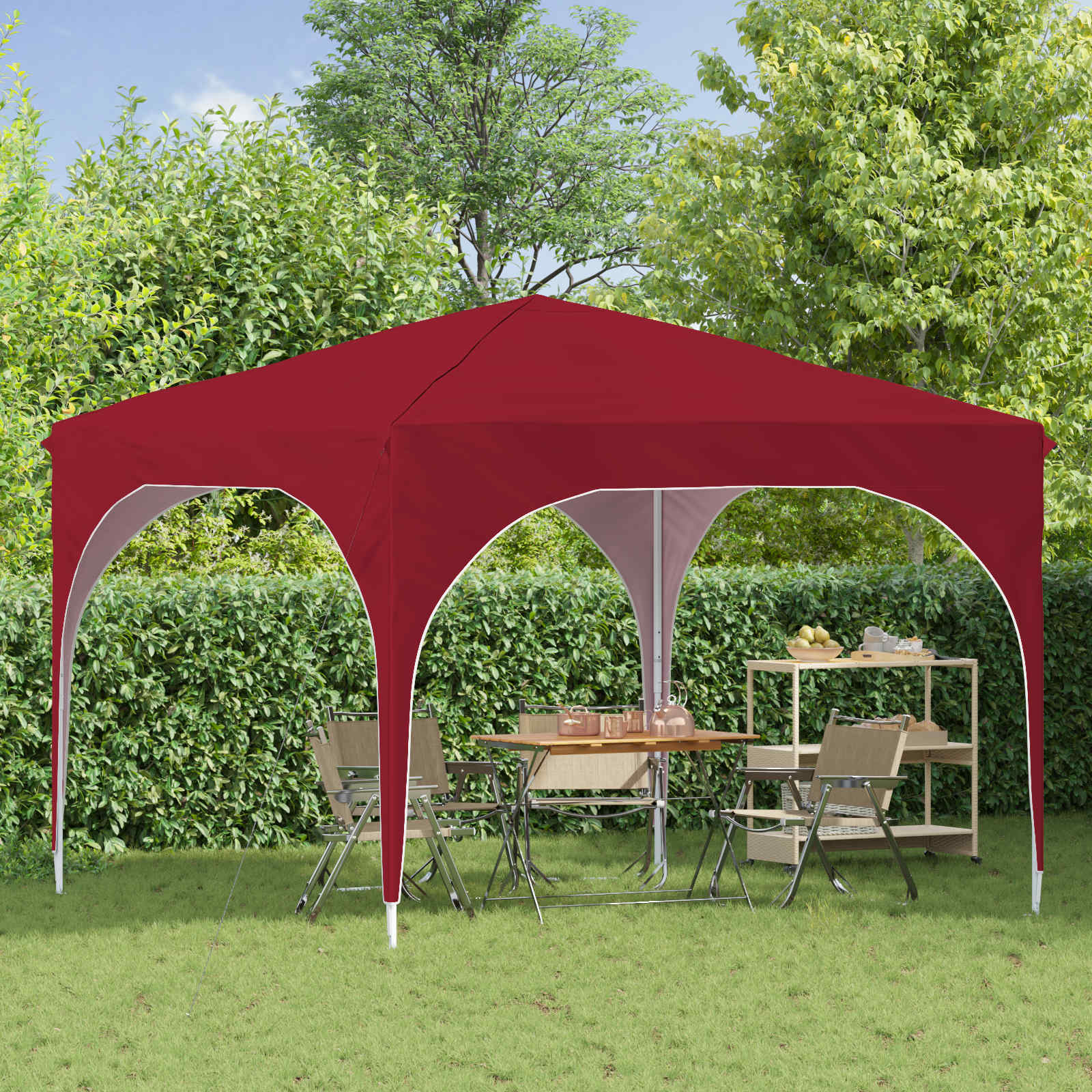 Pop-up Feesttent 290 x 290 x 245 cm Bordeauxrood image 3