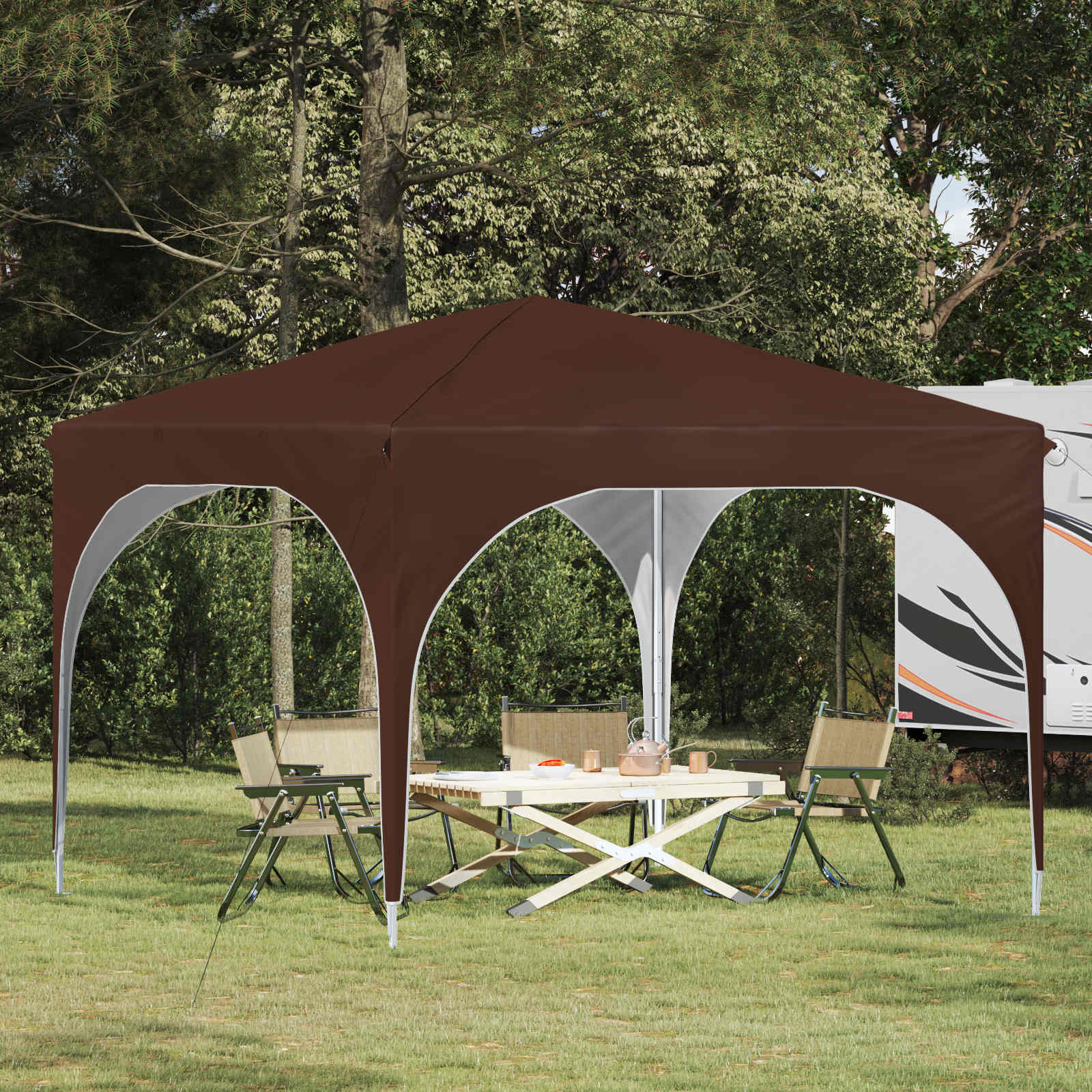 Pop-up Feesttent 290 x 290 x 245 cm Bruin image 1