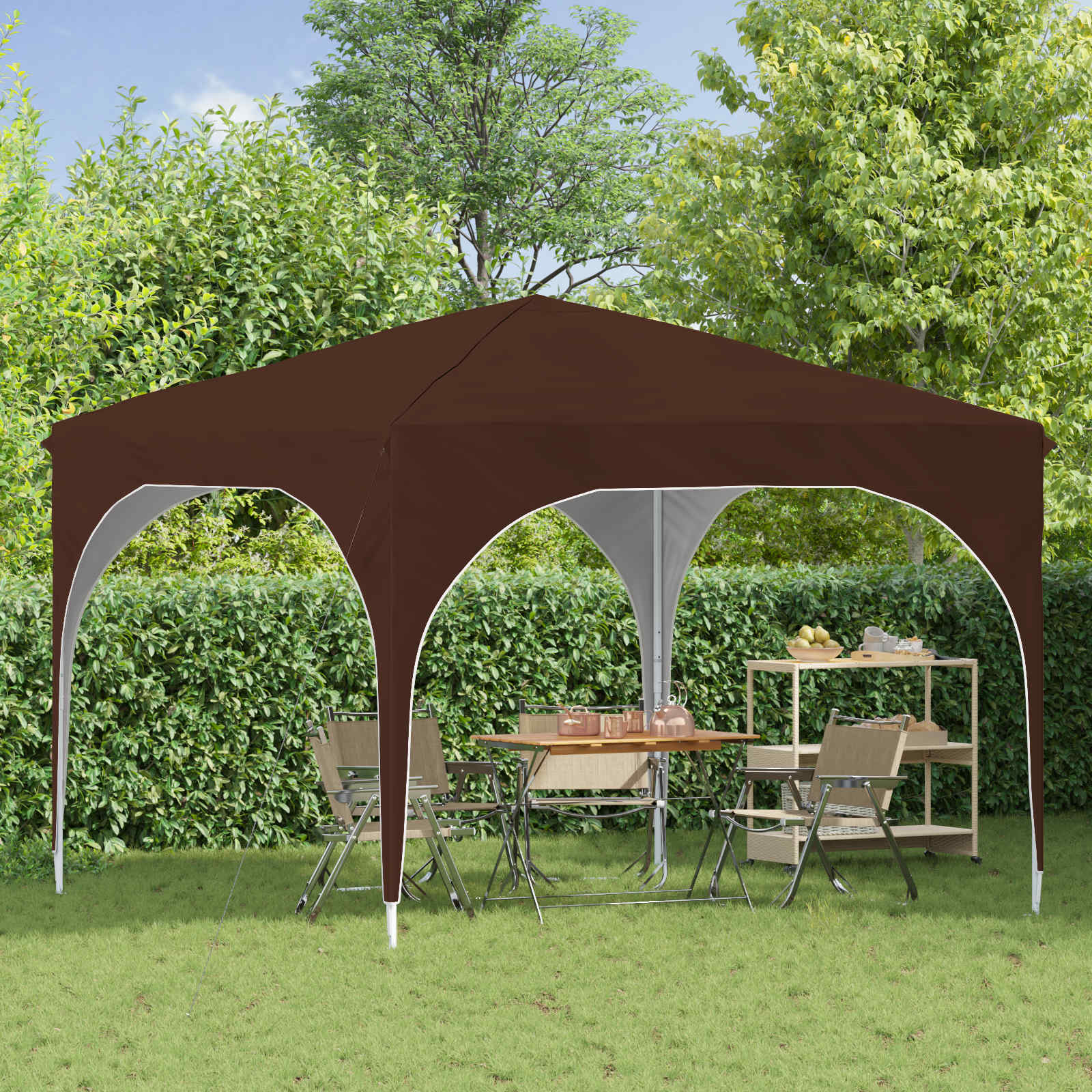 Pop-up Feesttent 290 x 290 x 245 cm Bruin image 3