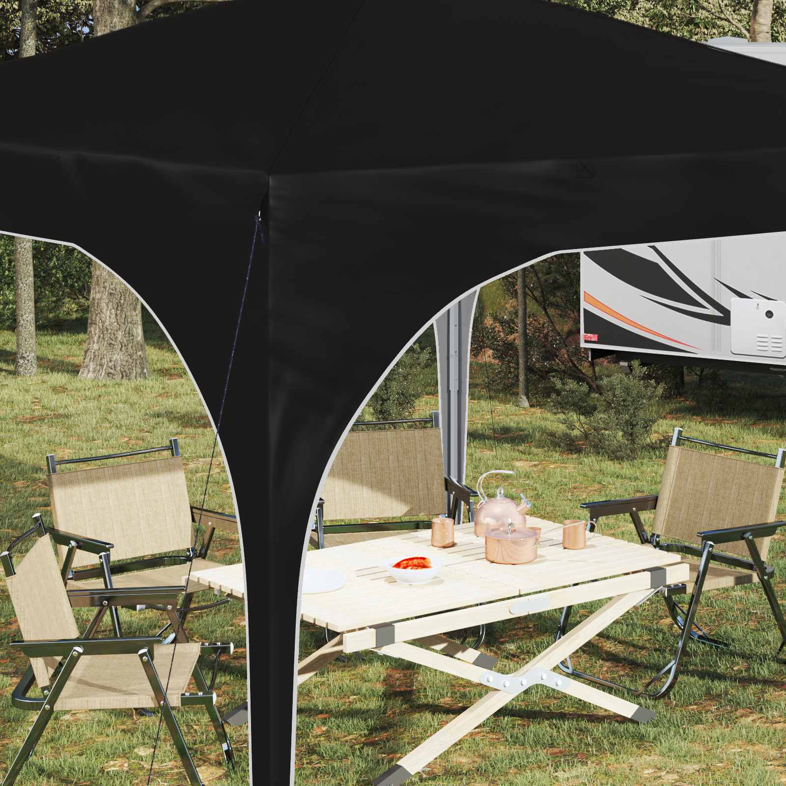 Pop-up Feesttent 290 x 290 x 245 cm Zwart image 4