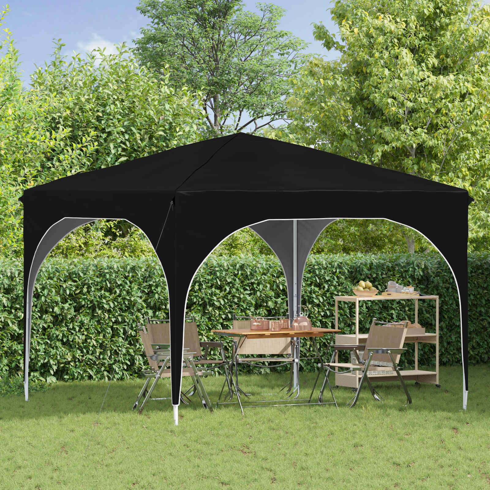 Pop-up Feesttent 290 x 290 x 245 cm Zwart image 3