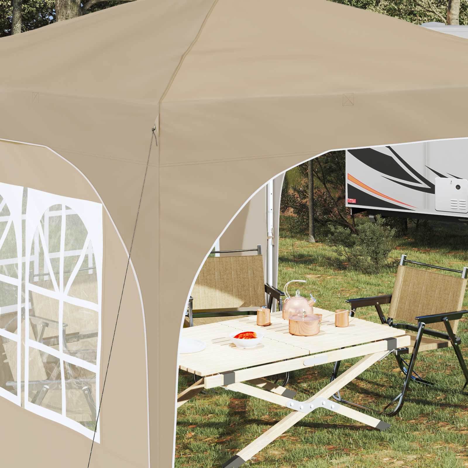 Pop-up Feesttent 290 x 290 x 245 cm Crèmekleurig image 4