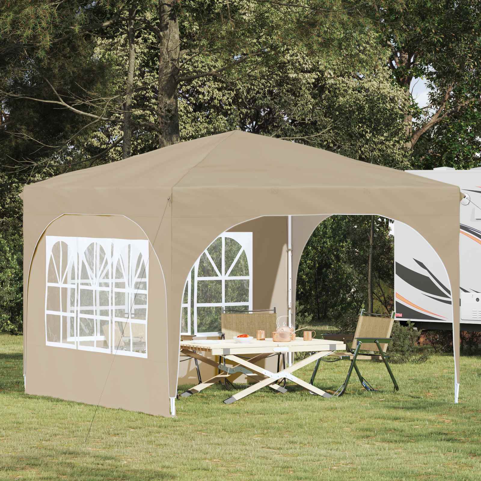 vidaXL Cort de Petrecere Pop-up 290 x 290 x 245 cm Crem