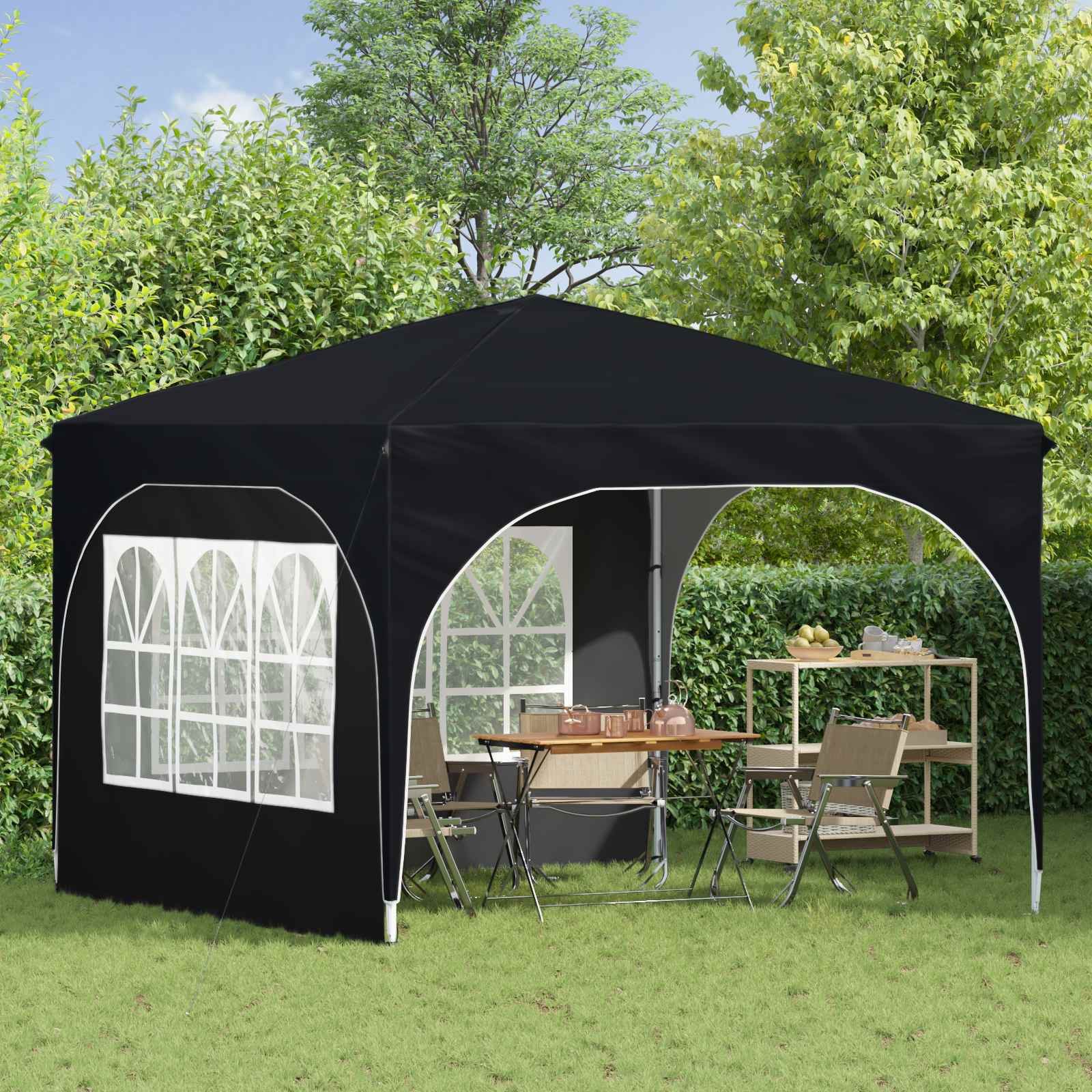 Pop-up Feesttent 290 x 290 x 245 cm Antraciet image 3
