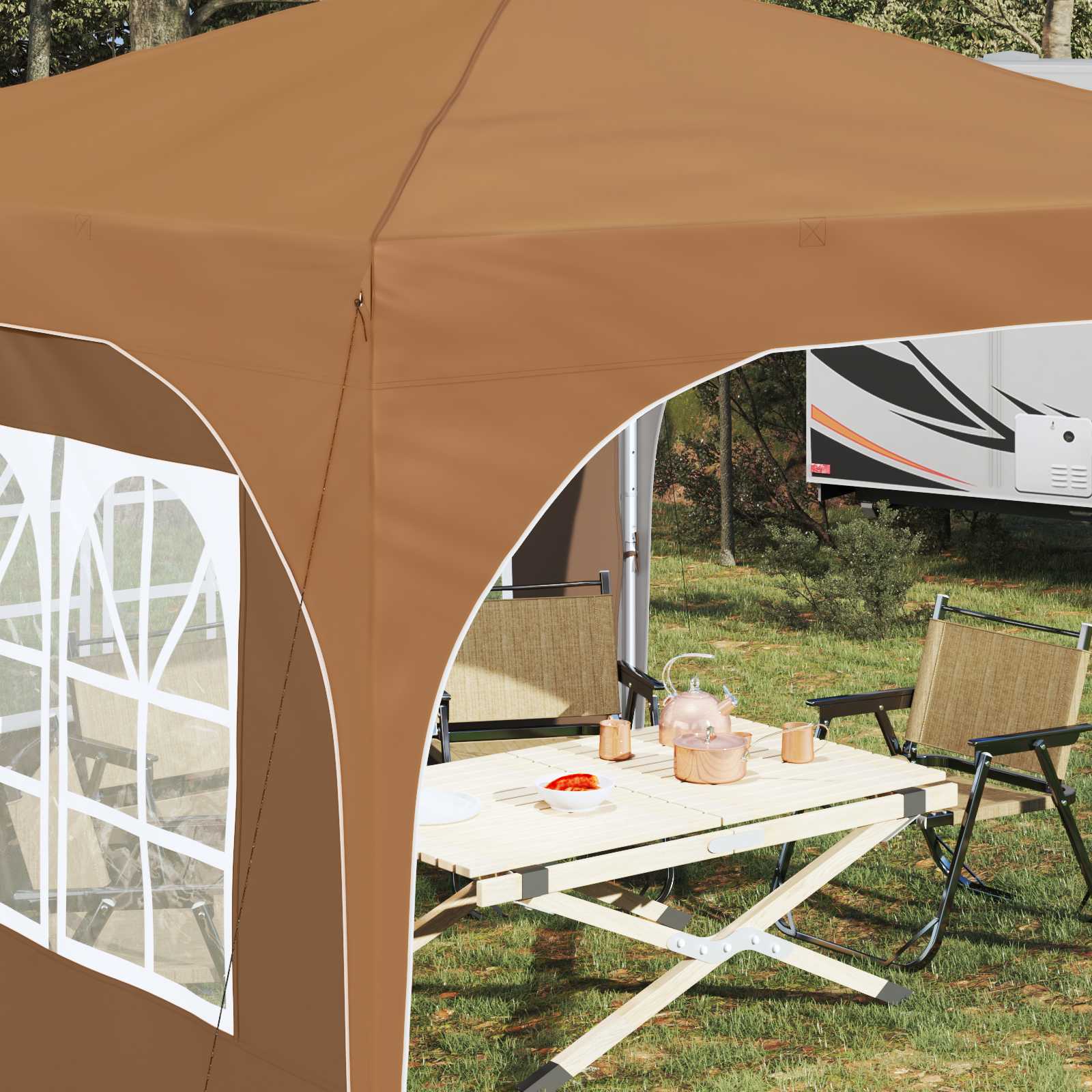 Pop-up Feesttent 290 x 290 x 245 cm Beige image 4