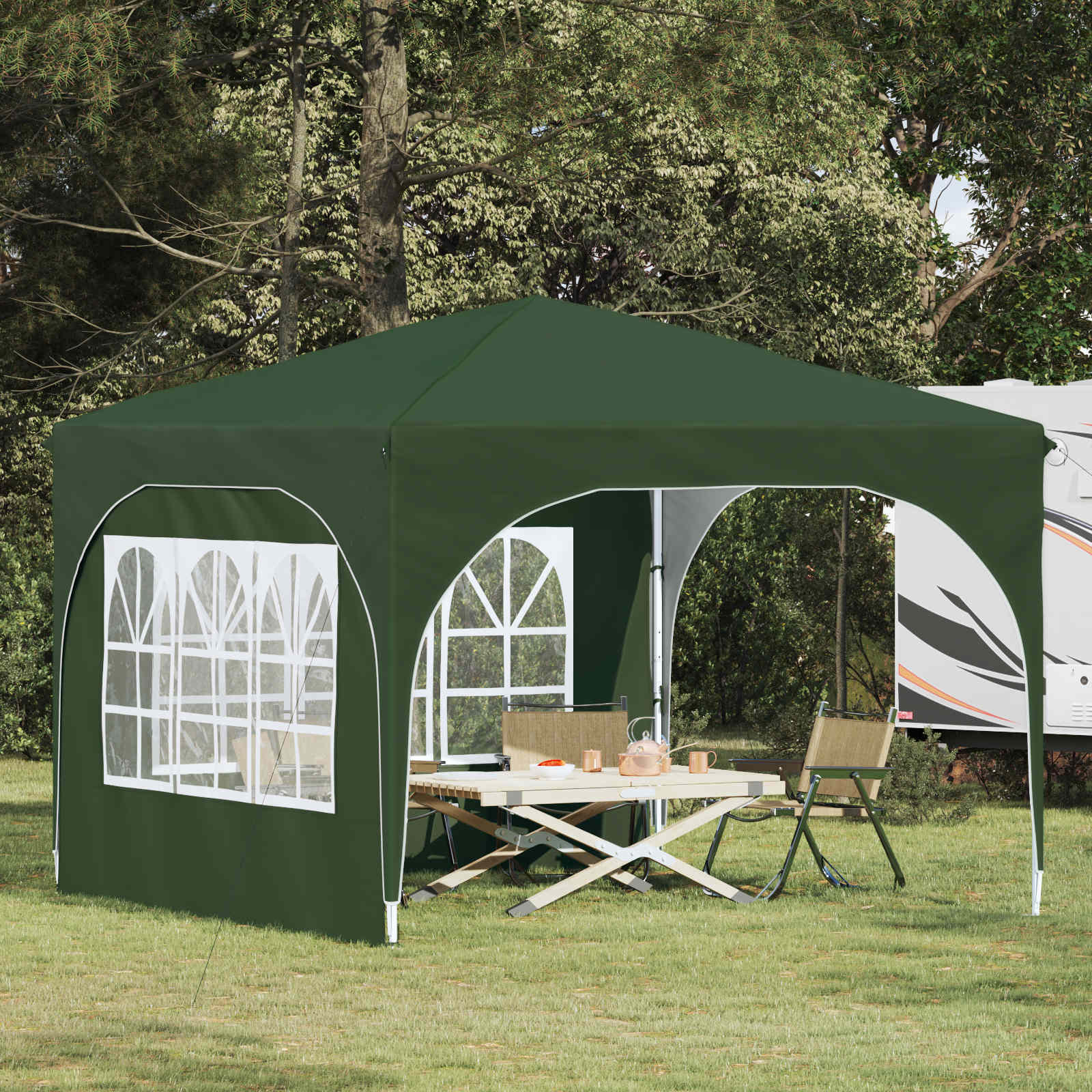 vidaXL Cort de Petrecere Pop-up 290 x 290 x 245 cm Verde