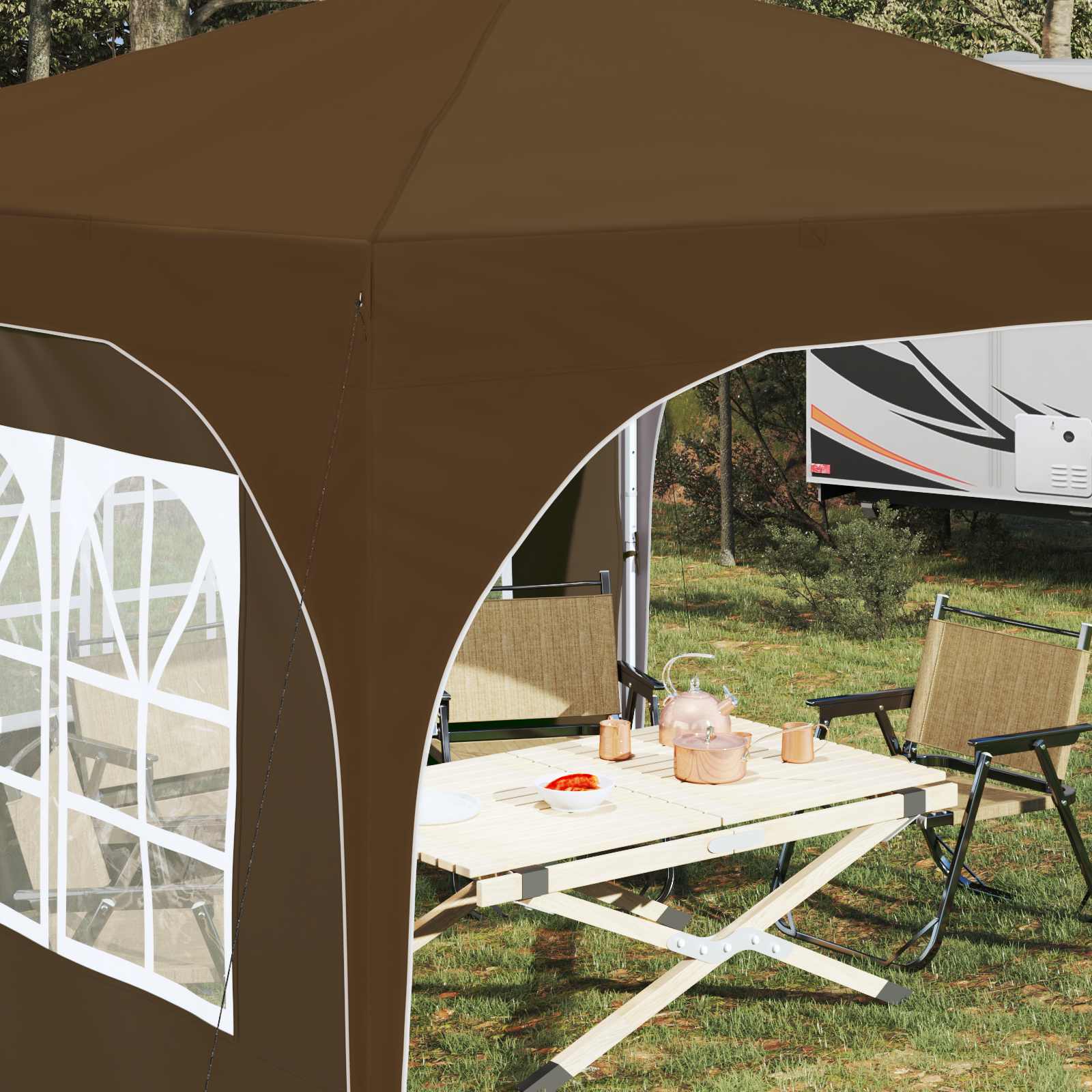 Pop-up Feesttent 290 x 290 x 245 cm Taupe image 4