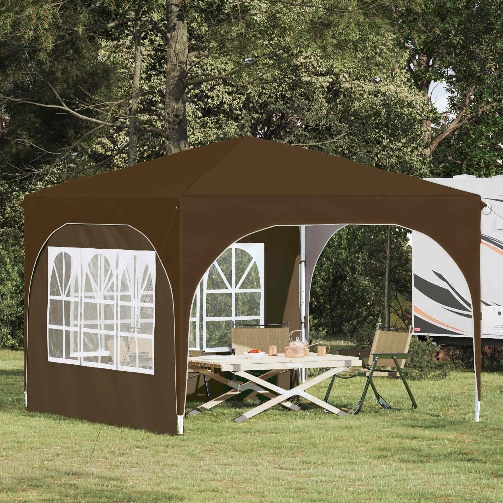 Pop-up Feesttent 290 x 290 x 245 cm Taupe image 1