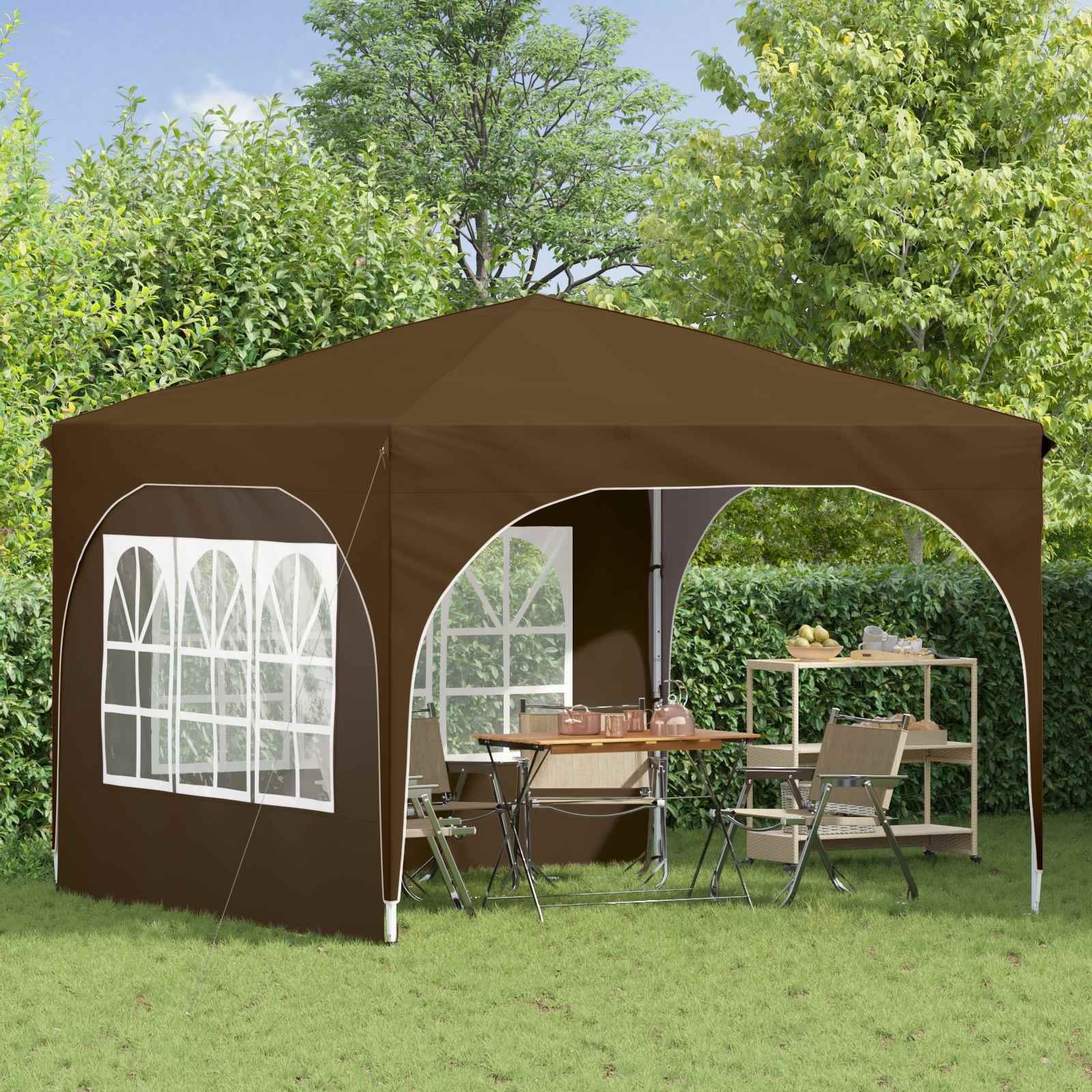 Pop-up Feesttent 290 x 290 x 245 cm Taupe image 3
