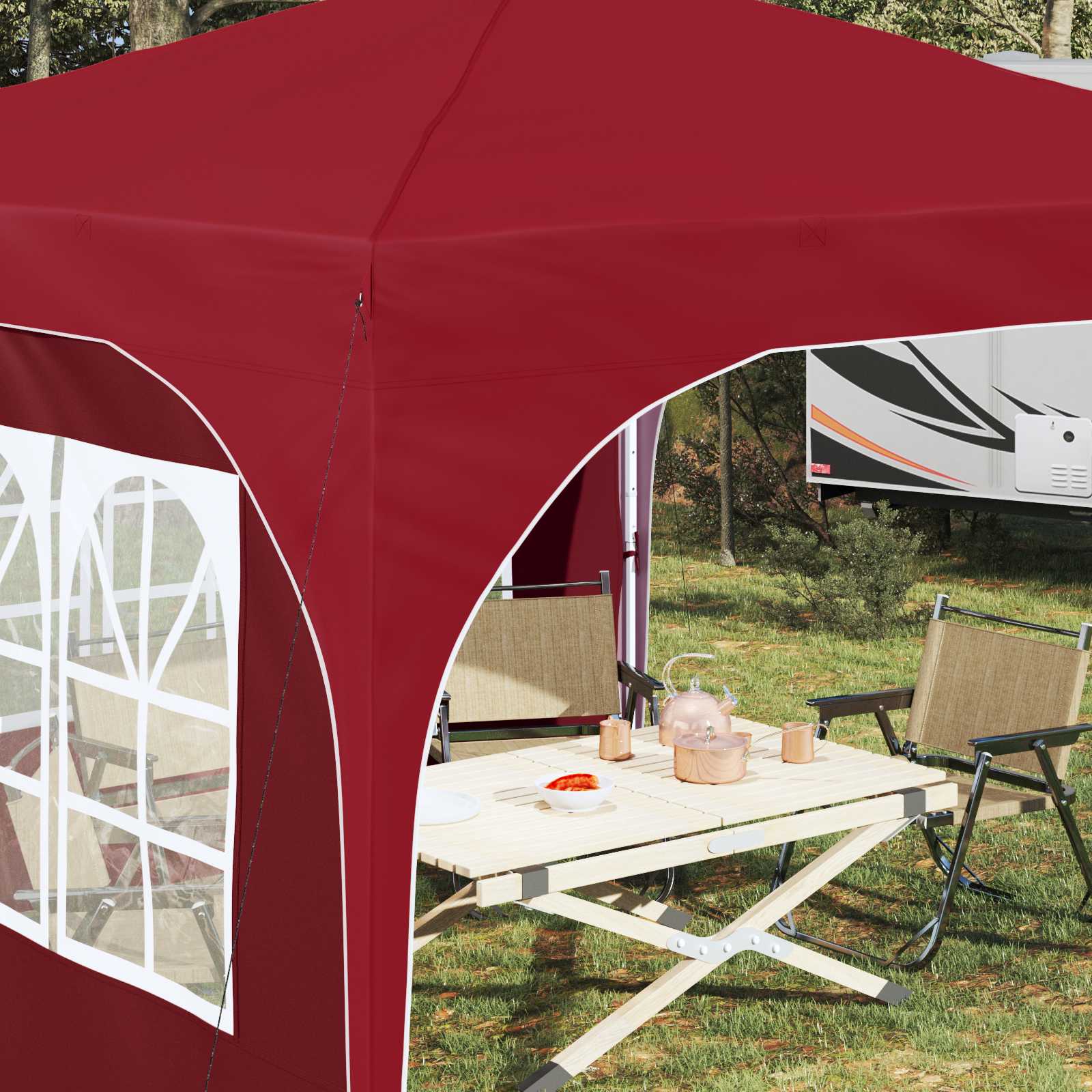 Pop-up Feesttent 290 x 290 x 245 cm Bordeauxrood image 4