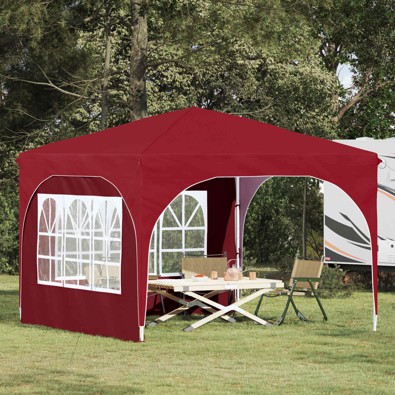 Pop-up Feesttent 290 x 290 x 245 cm Bordeauxrood image 1