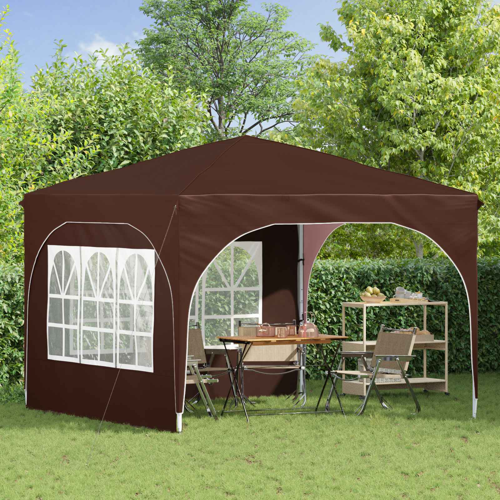 Pop-up Feesttent 290 x 290 x 245 cm Bruin image 3