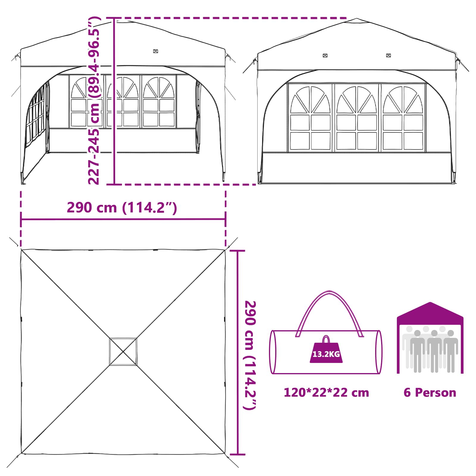 Pop-up Feesttent 290 x 290 x 245 cm Terracotta image 17