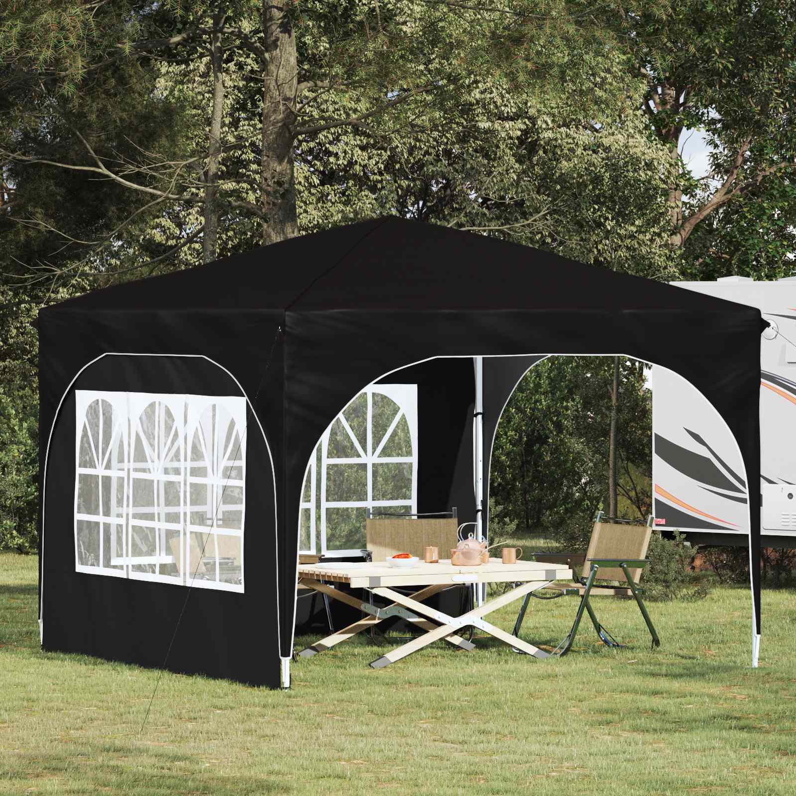 vidaXL Cort de Petrecere Pop-up 290 x 290 x 245 cm Negru