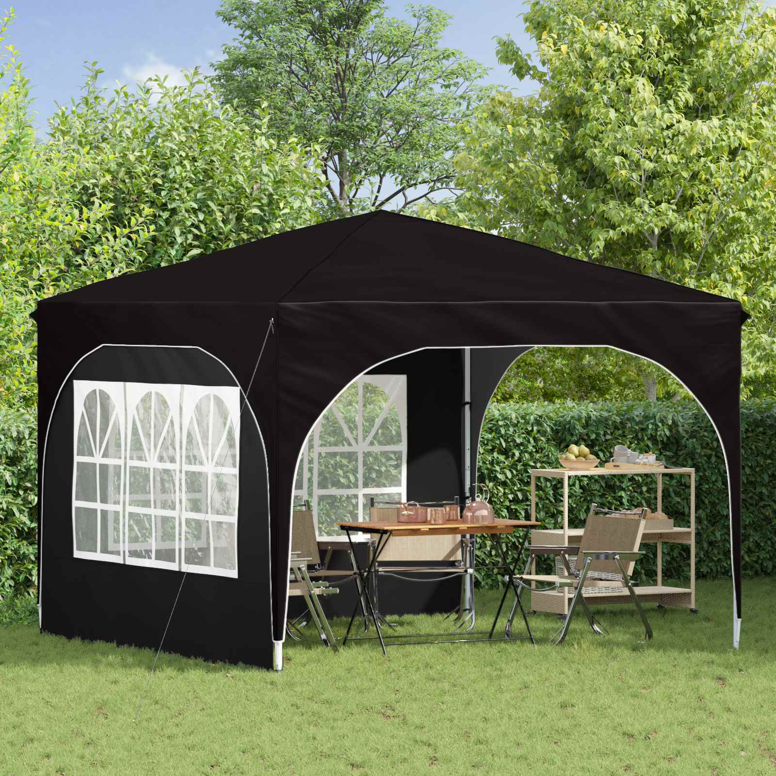 Pop-up Feesttent 290 x 290 x 245 cm Zwart image 3