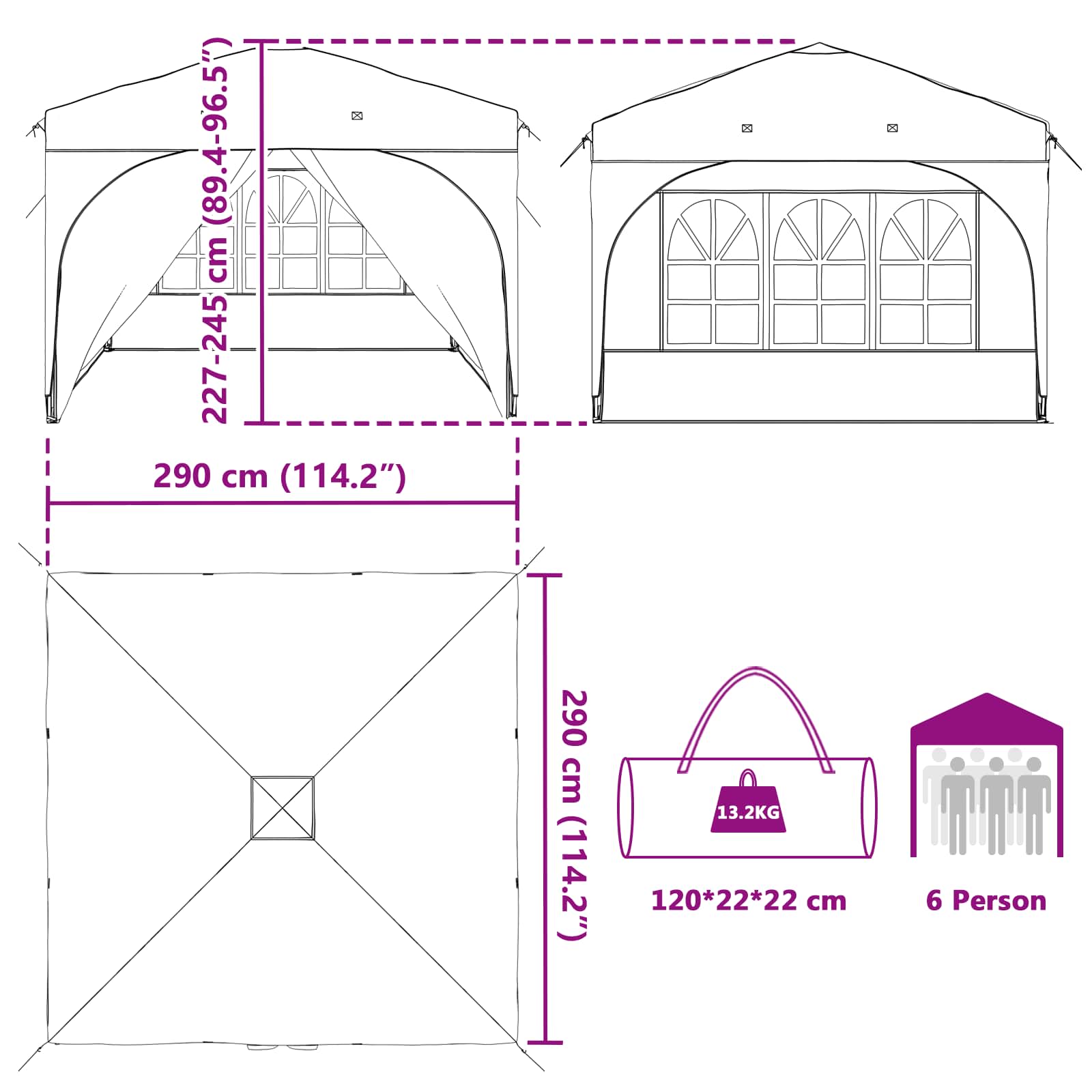 Pop-up Feesttent 290 x 290 x 245 cm Blauw image 18