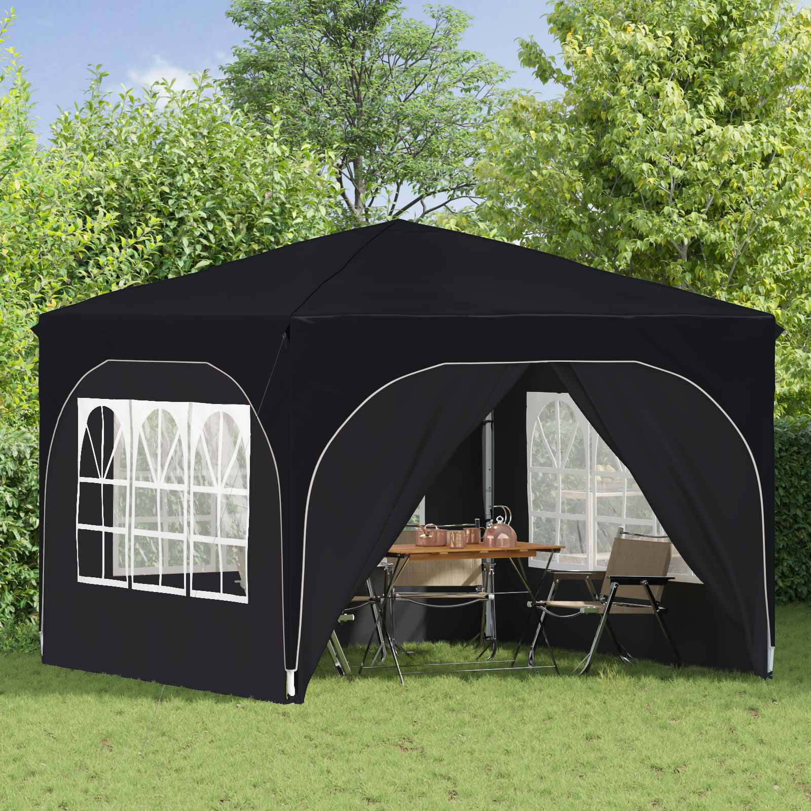 Pop-up Feesttent 290 x 290 x 245 cm Antraciet image 3