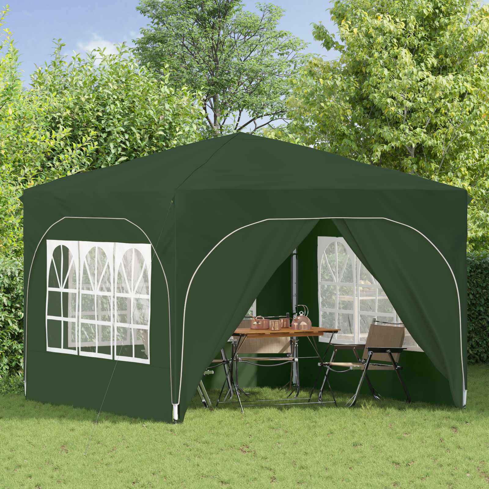 Pop-up Feesttent 290 x 290 x 245 cm Groen image 3