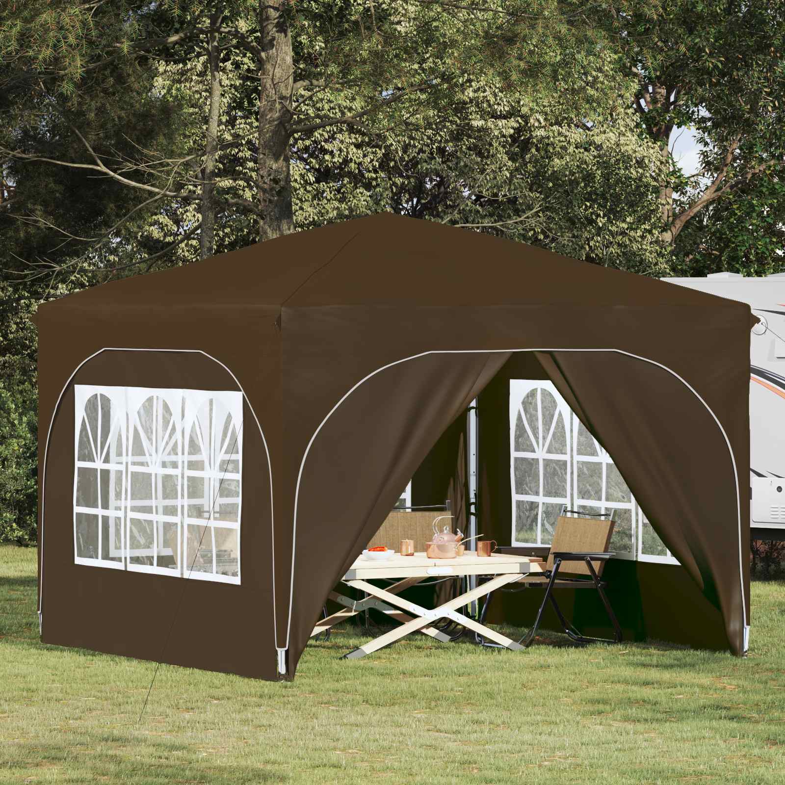 Pop-up Feesttent 290 x 290 x 245 cm Taupe image 1