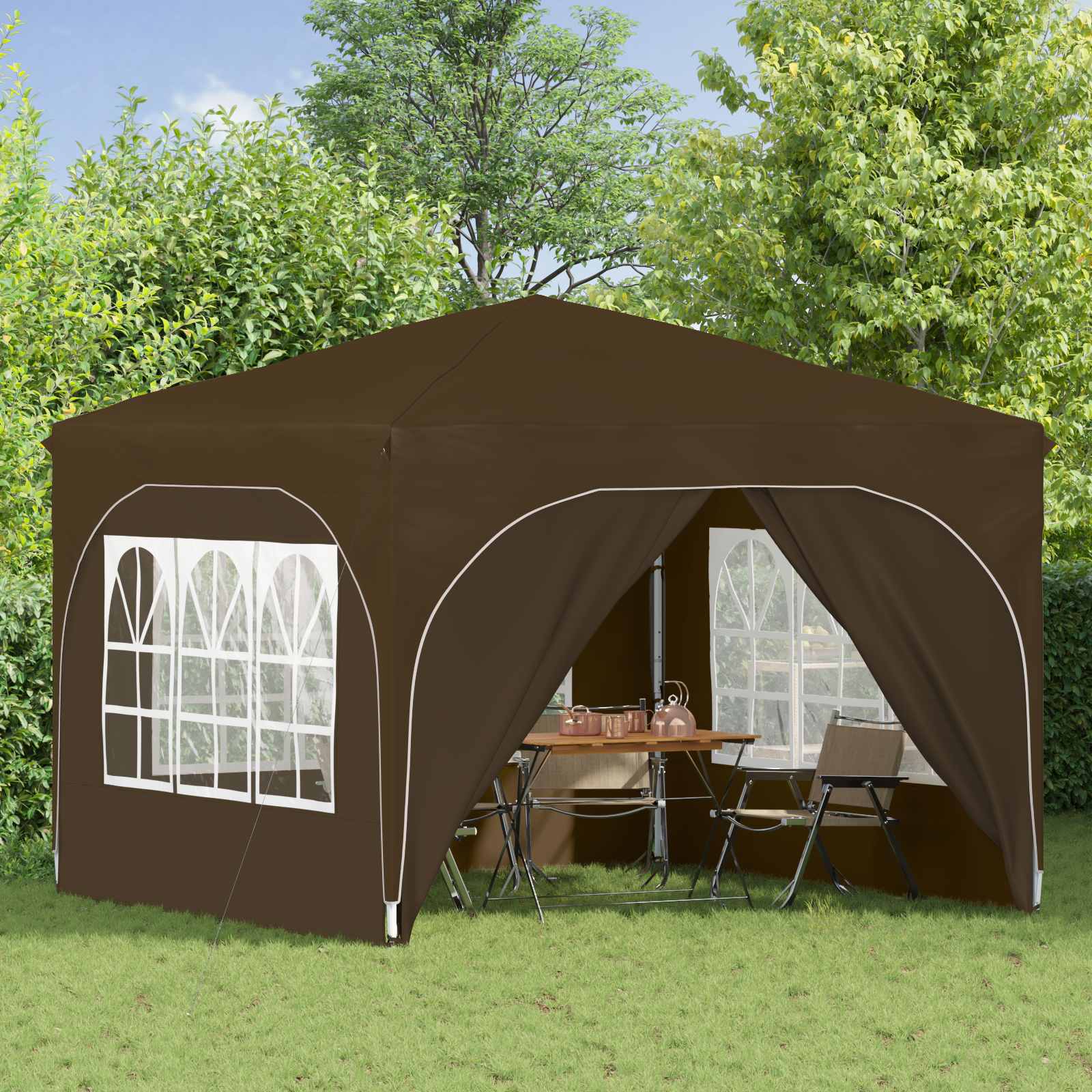 Pop-up Feesttent 290 x 290 x 245 cm Taupe image 3