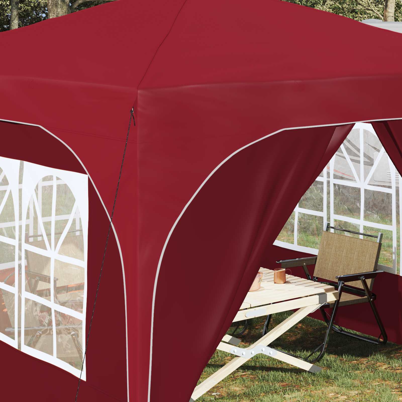 Pop-up Feesttent 290 x 290 x 245 cm Bordeauxrood image 4