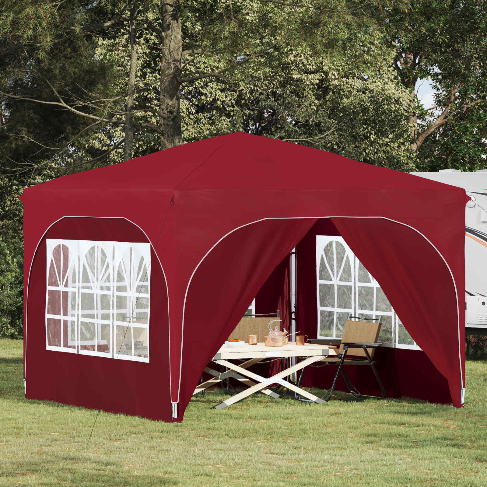Pop-up Feesttent 290 x 290 x 245 cm Bordeauxrood image 1