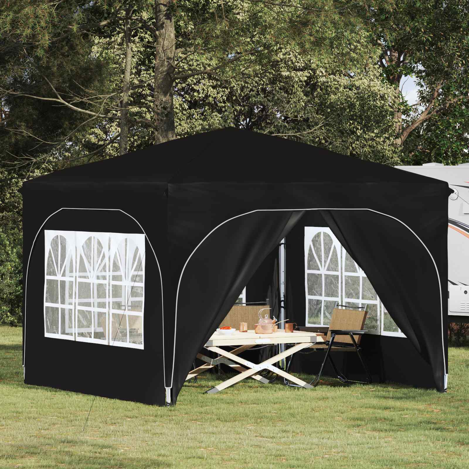 Pop-up Feesttent 290 x 290 x 245 cm Zwart image 1