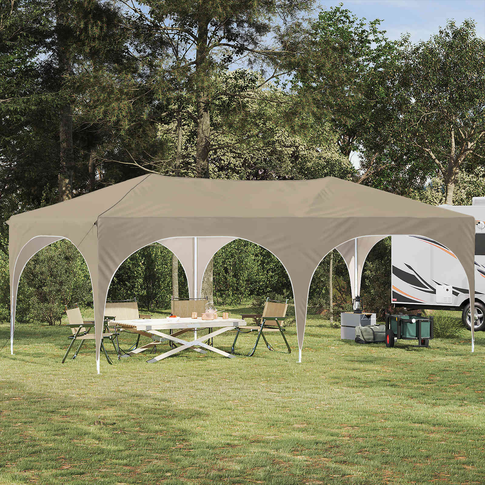 vidaXL Cort de Petrecere Pop-up Crem 575 x 288 x 245 cm